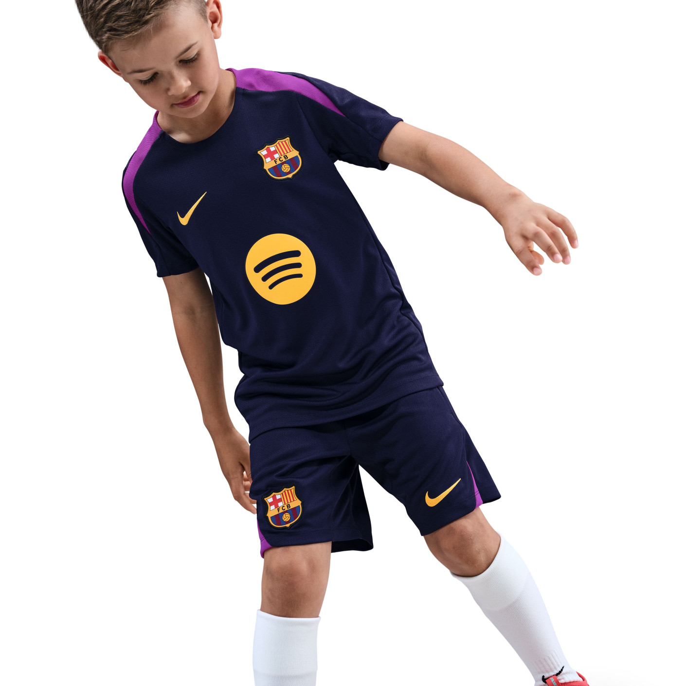 Nike FC Barcelona Strike Trainingsshirt 2025-2026 Kids Donkerblauw Felpaars Goud