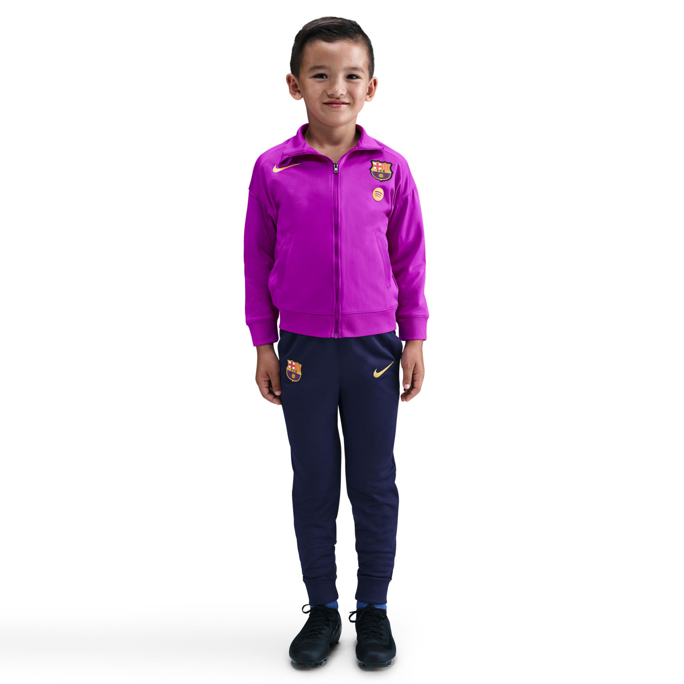 Nike FC Barcelona Strike Trainingspak Full-Zip 2025-2026 Kleuters Felpaars Donkerblauw Goud