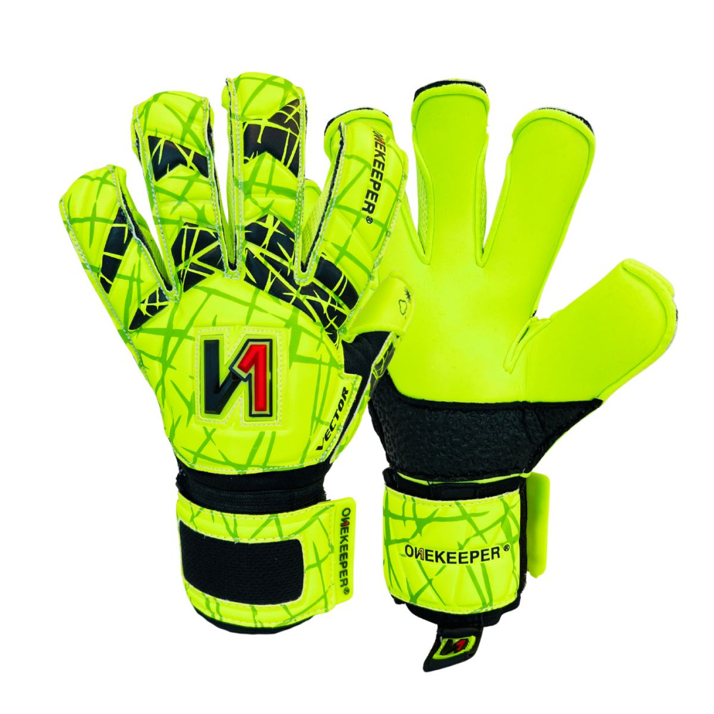 Onekeeper Vector Evolution Goalkeeper Gloves Kids Fluor Yellow Black Red