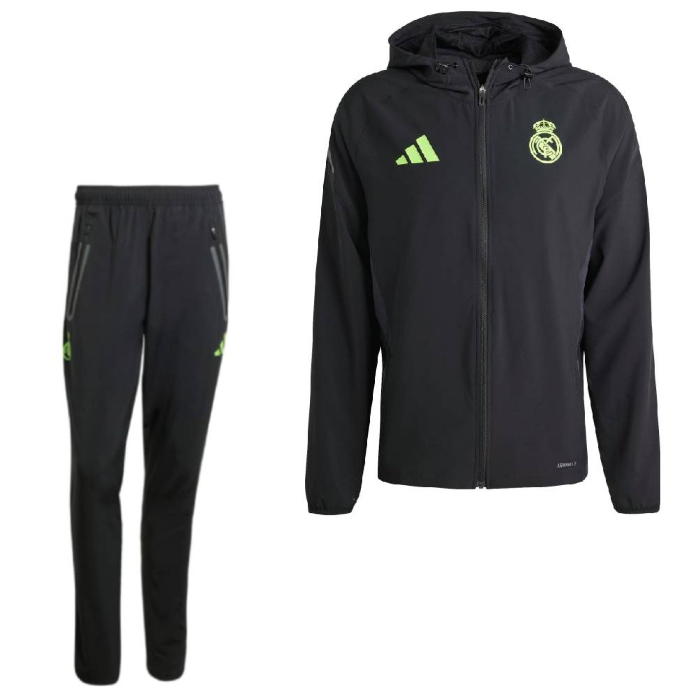 adidas Real Madrid Vis Tech Tracksuit Full-Zip Black Light Green