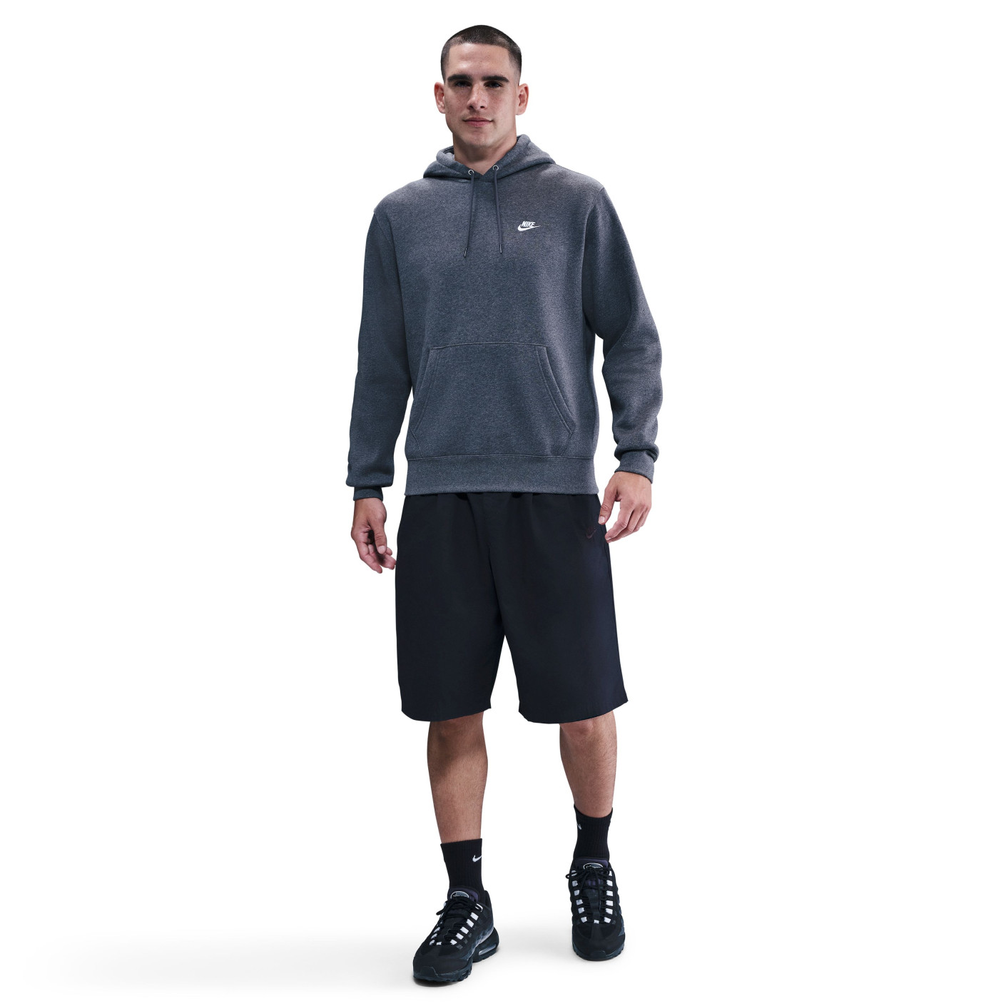 Nike Club Fleece Hoodie Grijs Zilver Wit