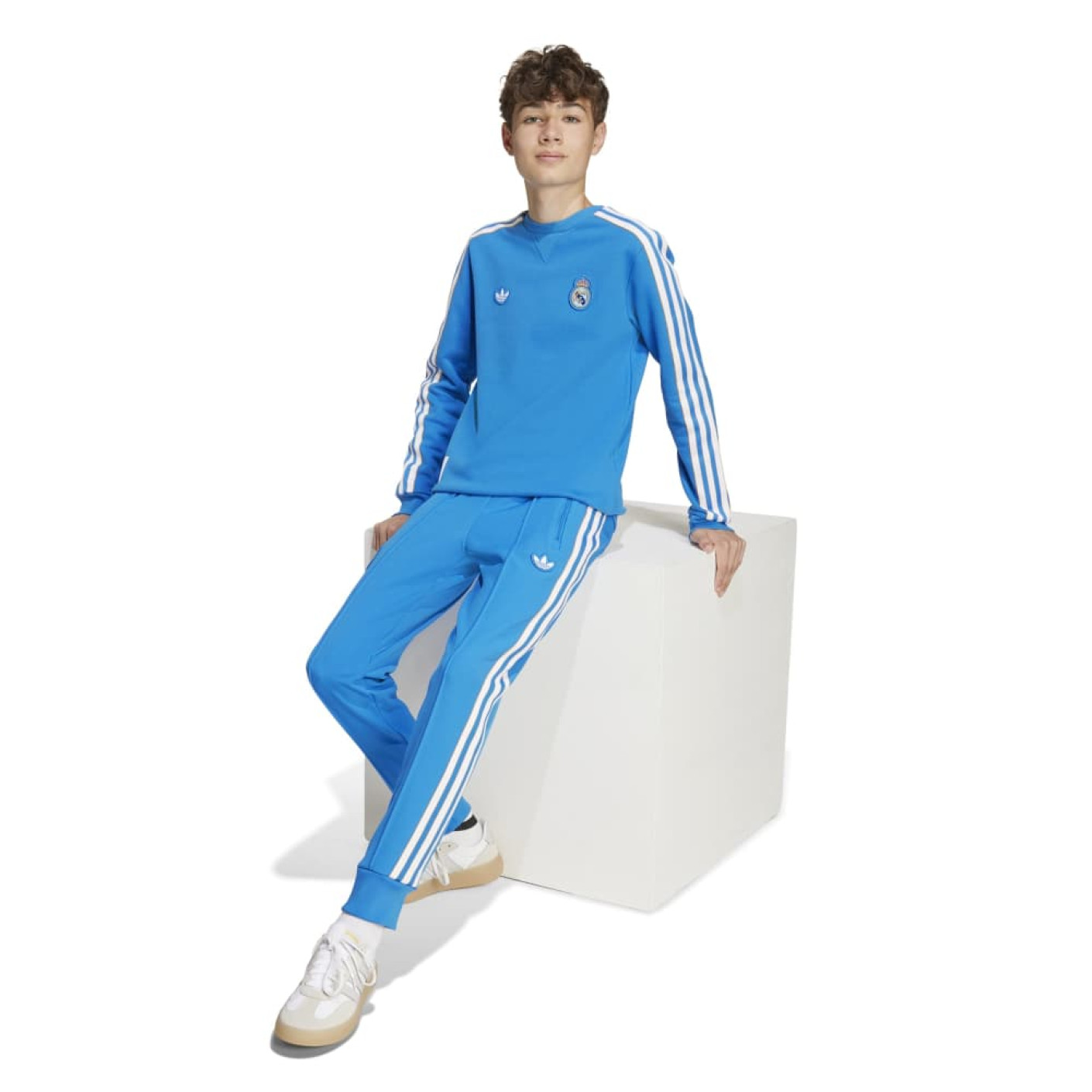 adidas Real Madrid Terrace Icons Crew Trainingspak Kids Blauw Wit