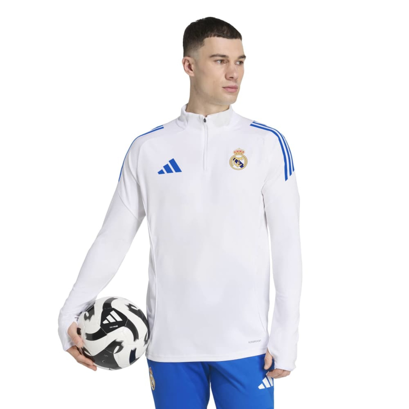 adidas Real Madrid Tracksuit 1/4-Zip European 2025-2026 White Blue