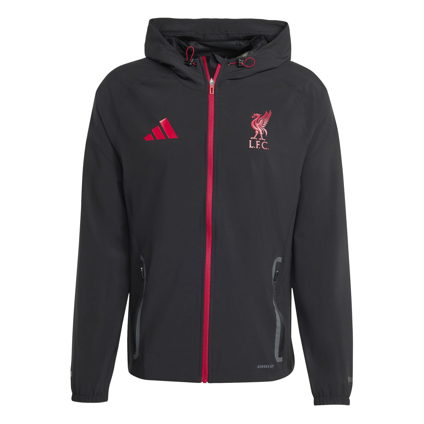 adidas Liverpool Vis Tech Tracksuit Full-Zip Black Red