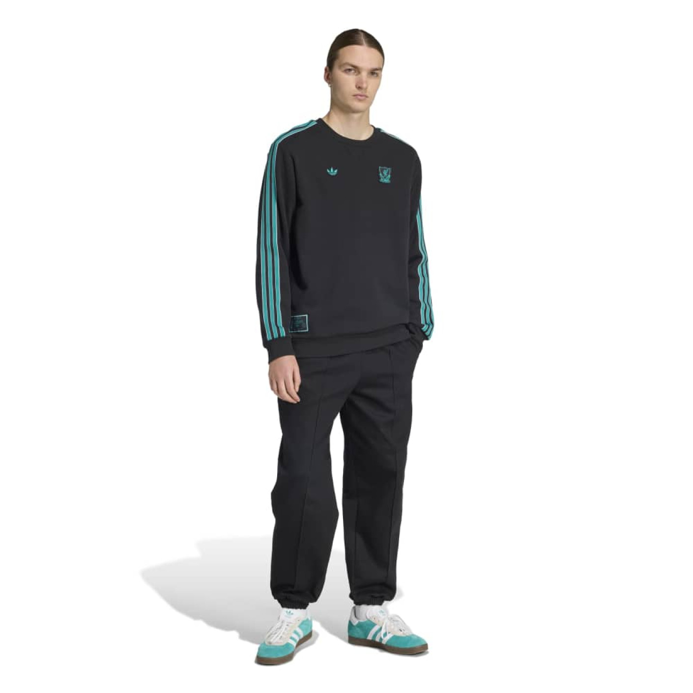 adidas Liverpool Terrace Icons Crew Tracksuit Black Green White