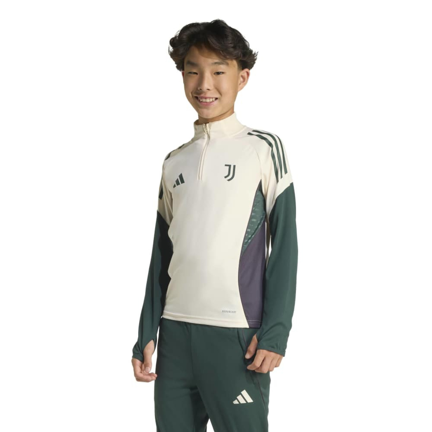 adidas Juventus Trainingstrui 1/4-Zip Europees 2025-2026 Kids Beige Groen Zwart