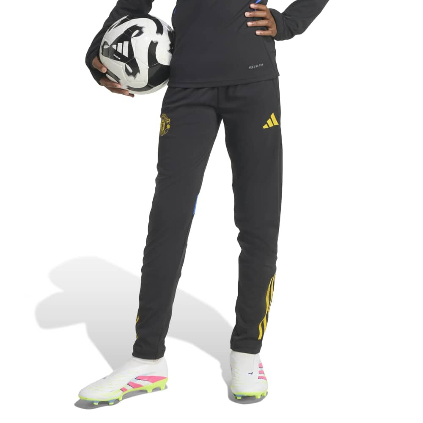 adidas Manchester United Trainingsbroek 2025-2026 Kids Zwart Blauw Geel