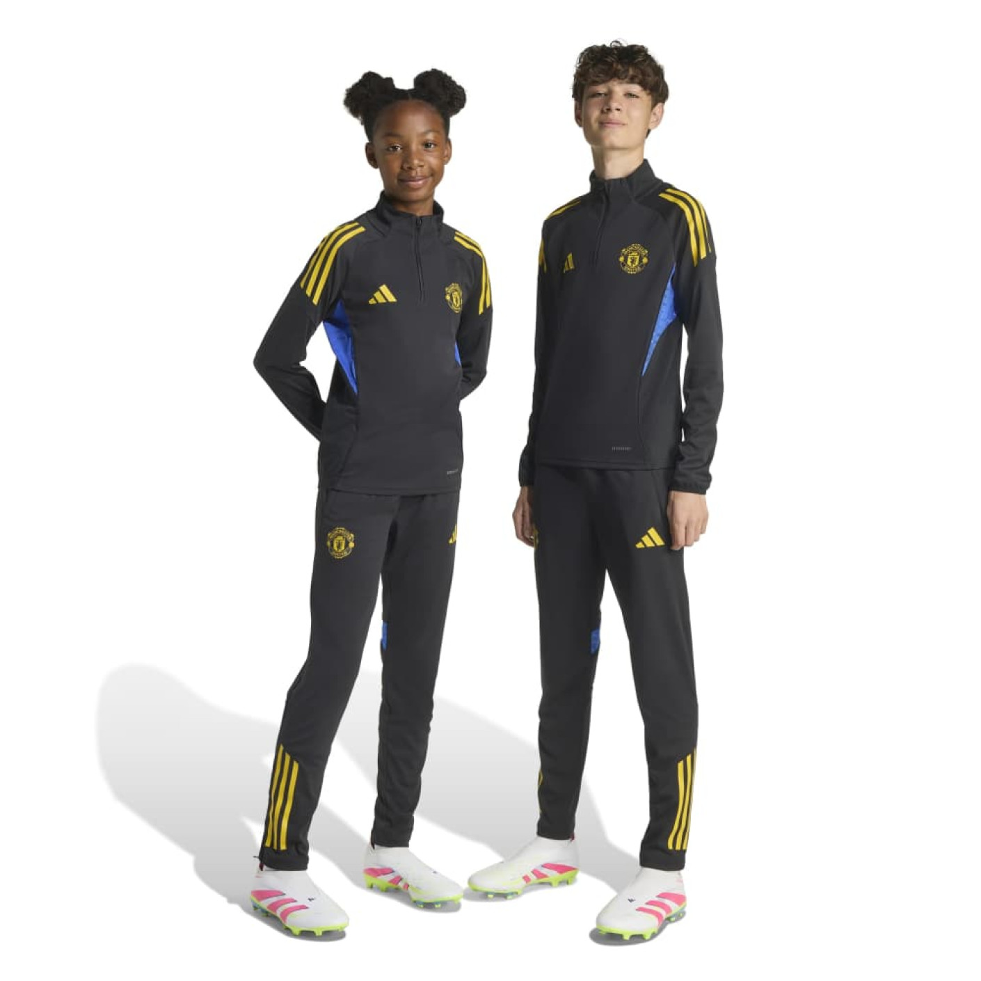 adidas Manchester United Trainingspak 1/4-Zip 2025-2026 Kids Zwart Blauw Geel