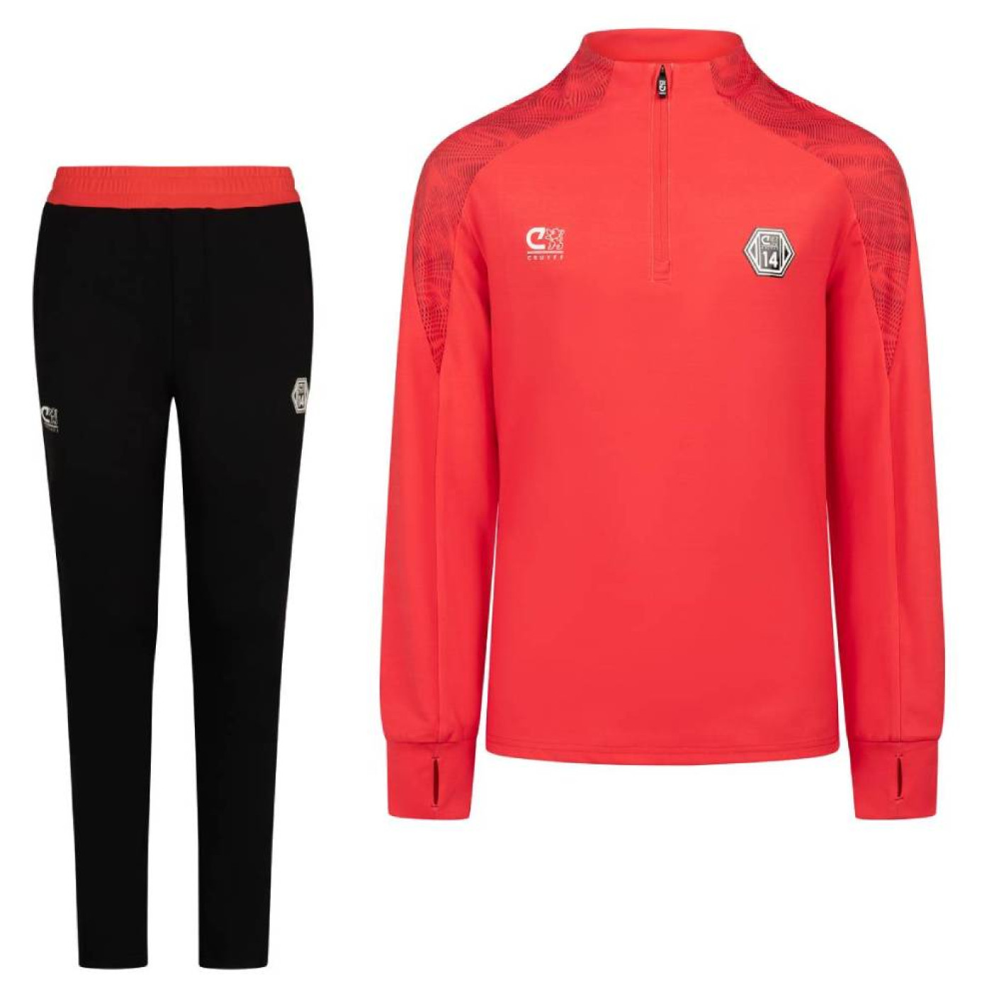 Cruyff Mellite Trainingspak 1/4-Zip Kids Rood Zwart