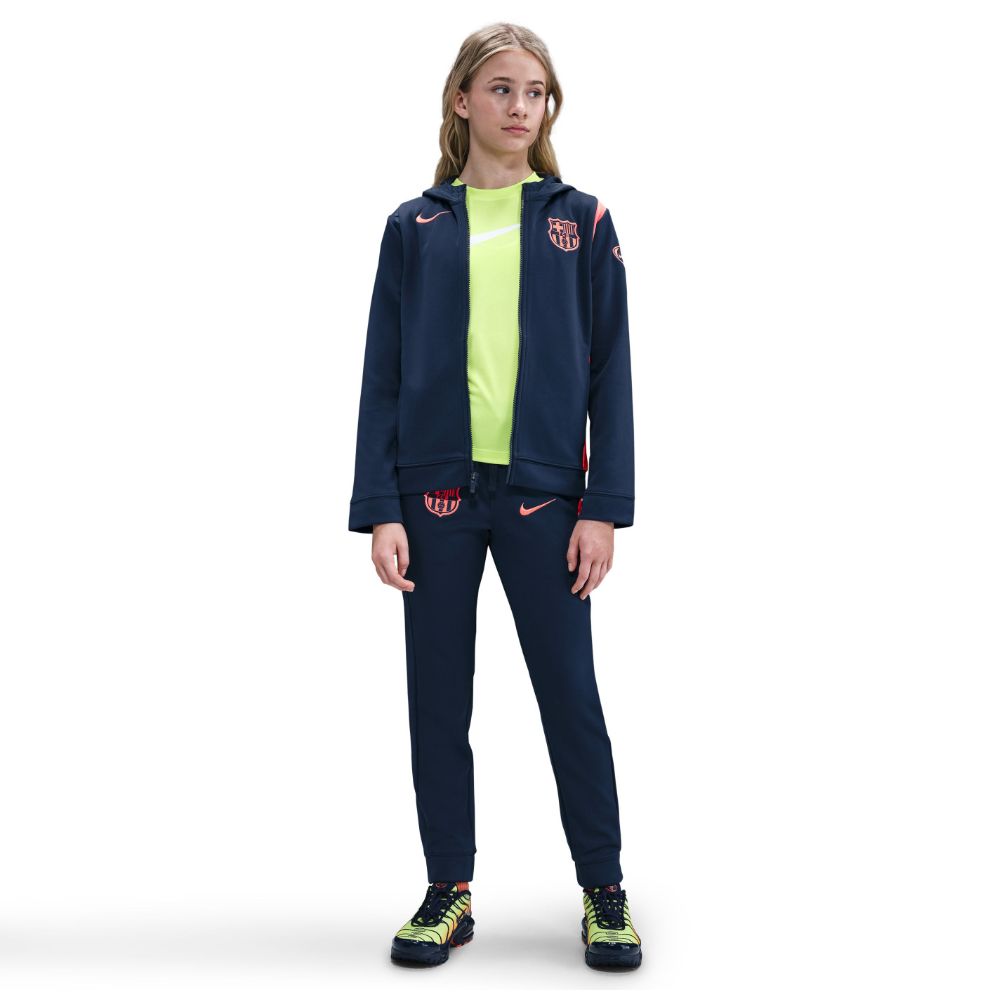 Nike FC Barcelona Trainingspak Full-Zip Woven 2025-2026 Kids Donkerblauw Oranje