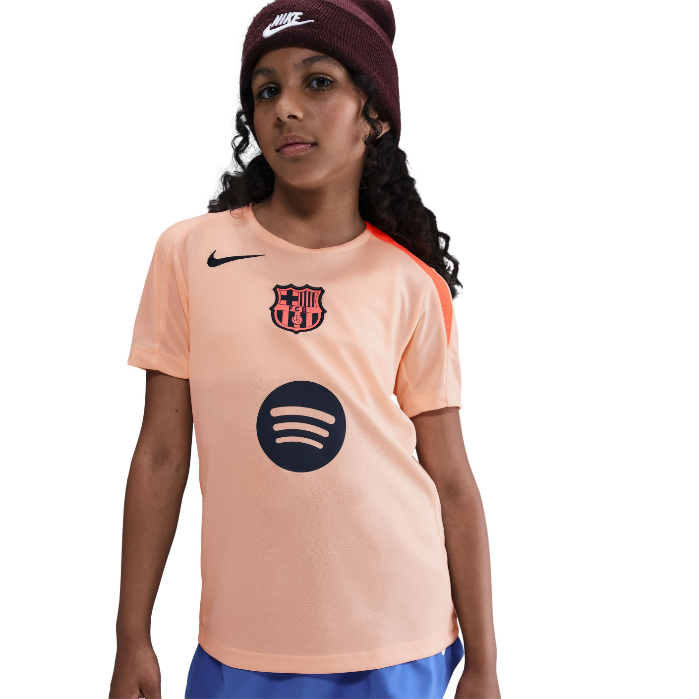 Nike FC Barcelona Strike Trainingsshirt 2025-2026 Kids Oranje Donkerblauw