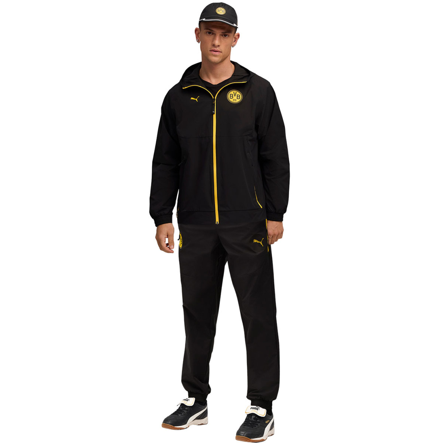 PUMA Borussia Dortmund Pumatech Woven Trainingspak Hooded Full-Zip 2025-2026 Zwart Geel
