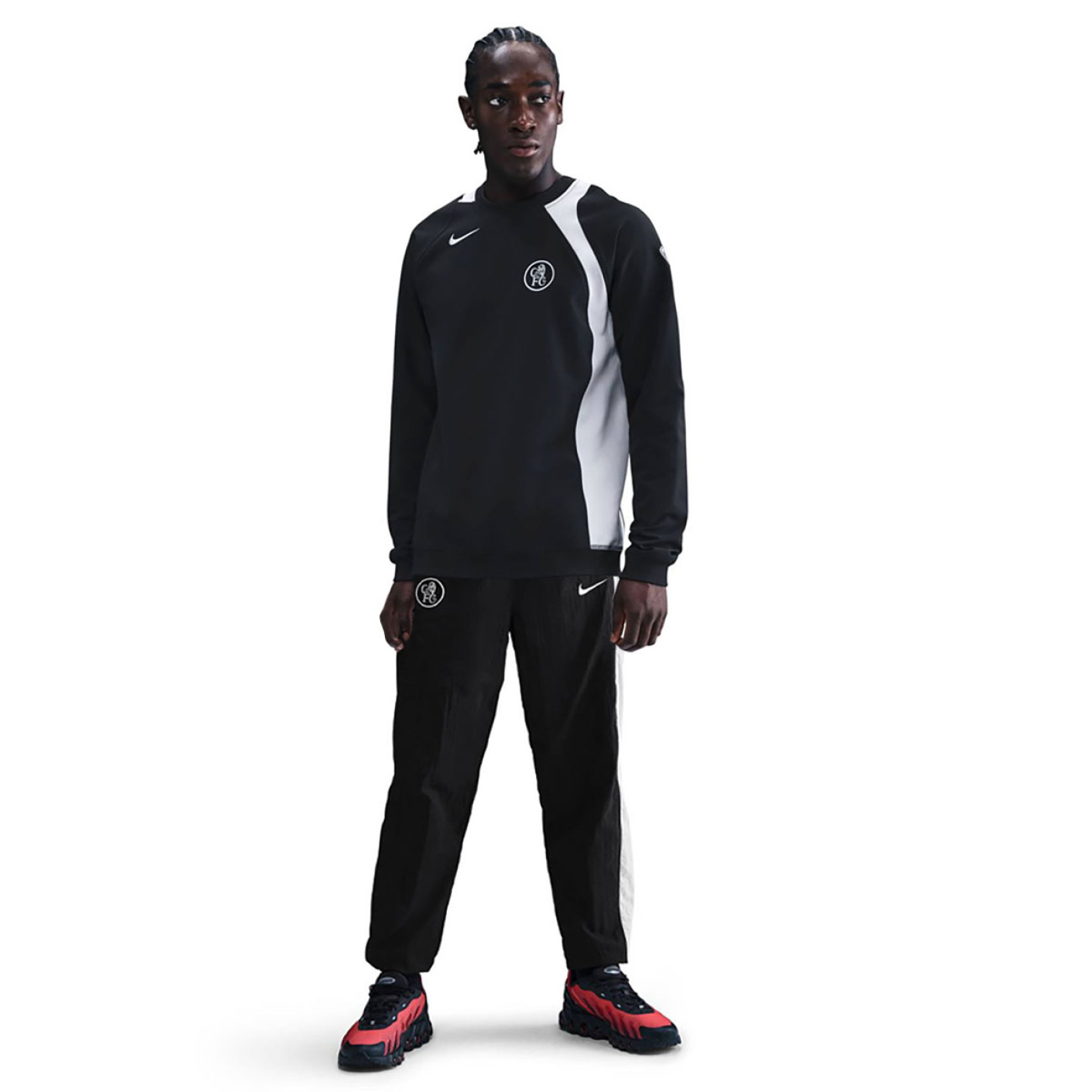 Nike Chelsea Total 90 Crew Woven Trainingspak 2025-2026 Zwart Wit