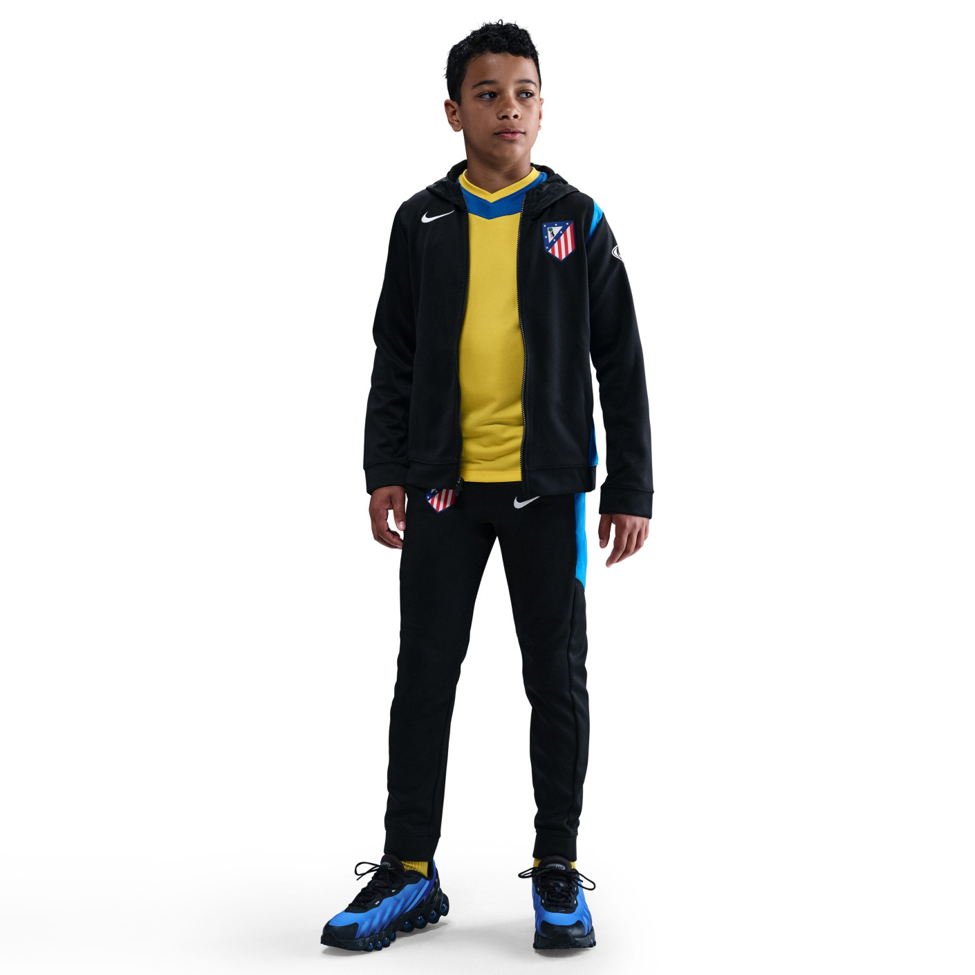 Nike Atletico Madrid Total 90 Full-Zip Hooded Tracksuit 2025-2026 Kids Black Blue White