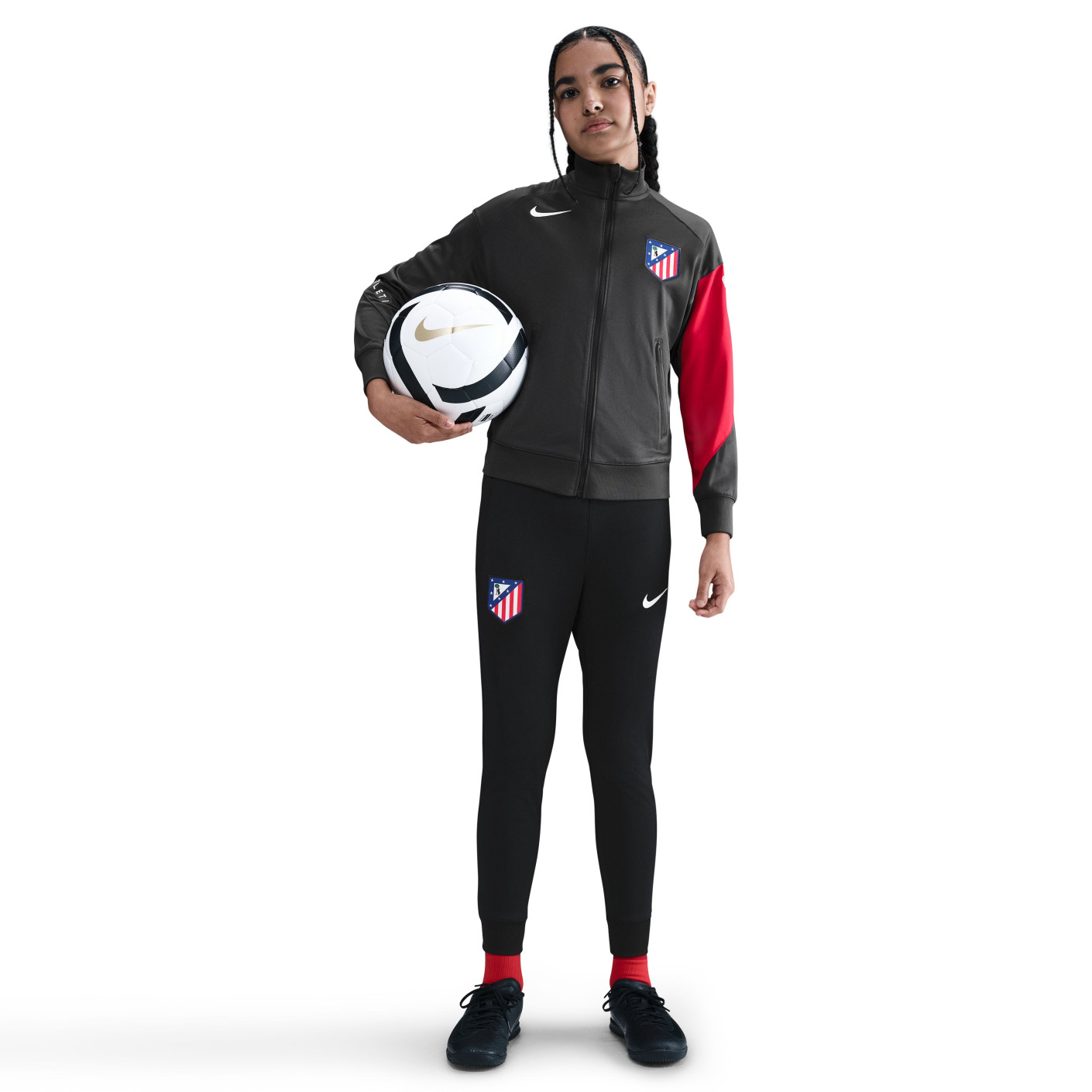 Nike Atletico Madrid Strike Full-Zip Tracksuit 2025-2026 Kids Grey Black Red White