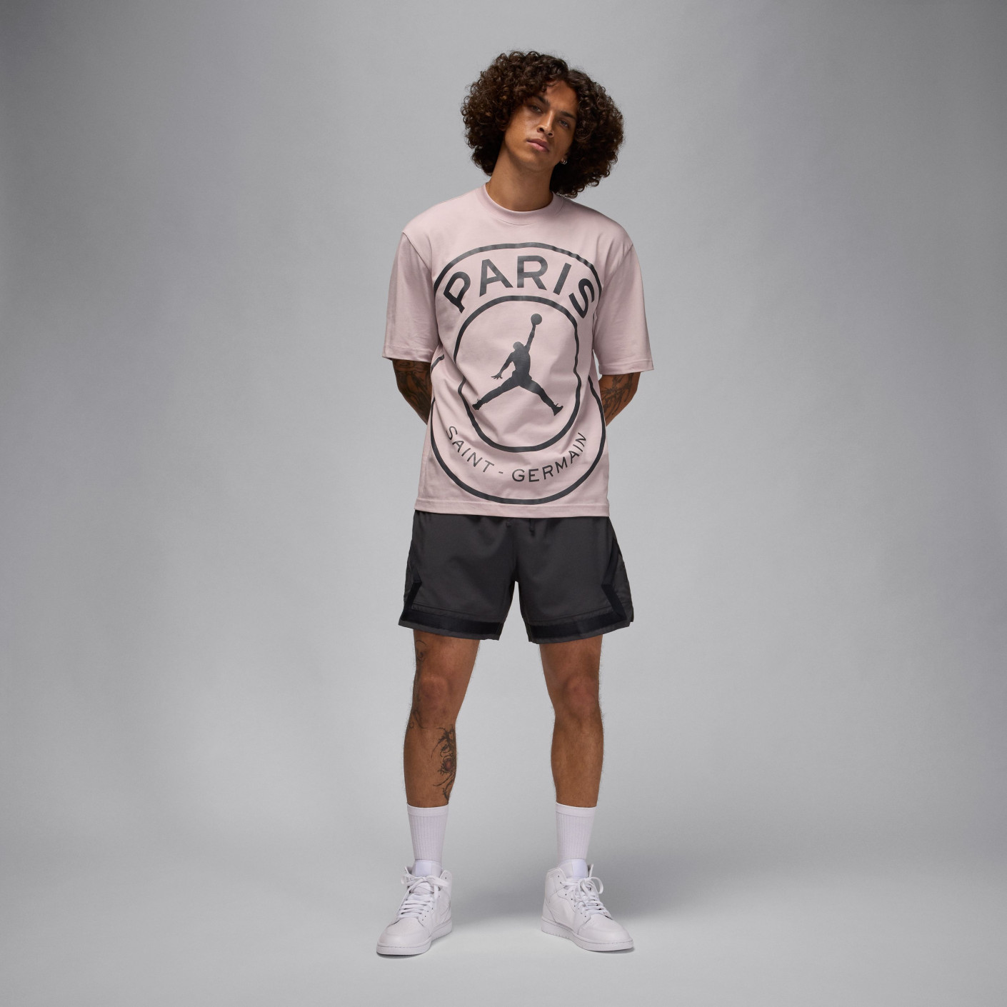 Nike Paris Saint-Germain x Jordan T-Shirt Lichtroze Zwart