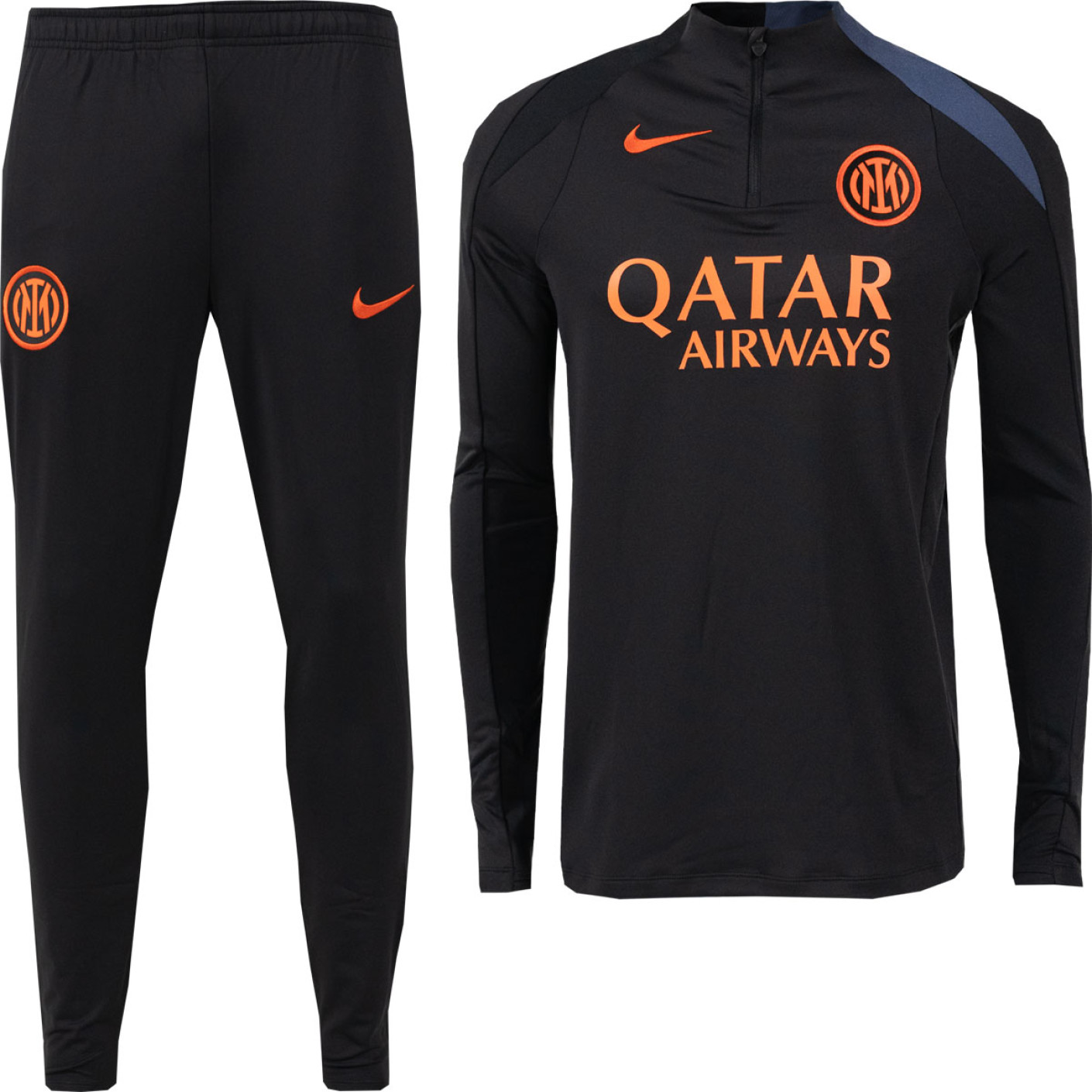 Nike Inter Milan Strike Trainingspak 1/4-Zip 2025-2026 Zwart Donkerblauw Oranje