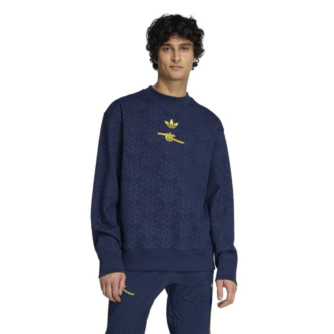 adidas Arsenal Lifestyler Crew Sweater Dark Blue Golden Yellow