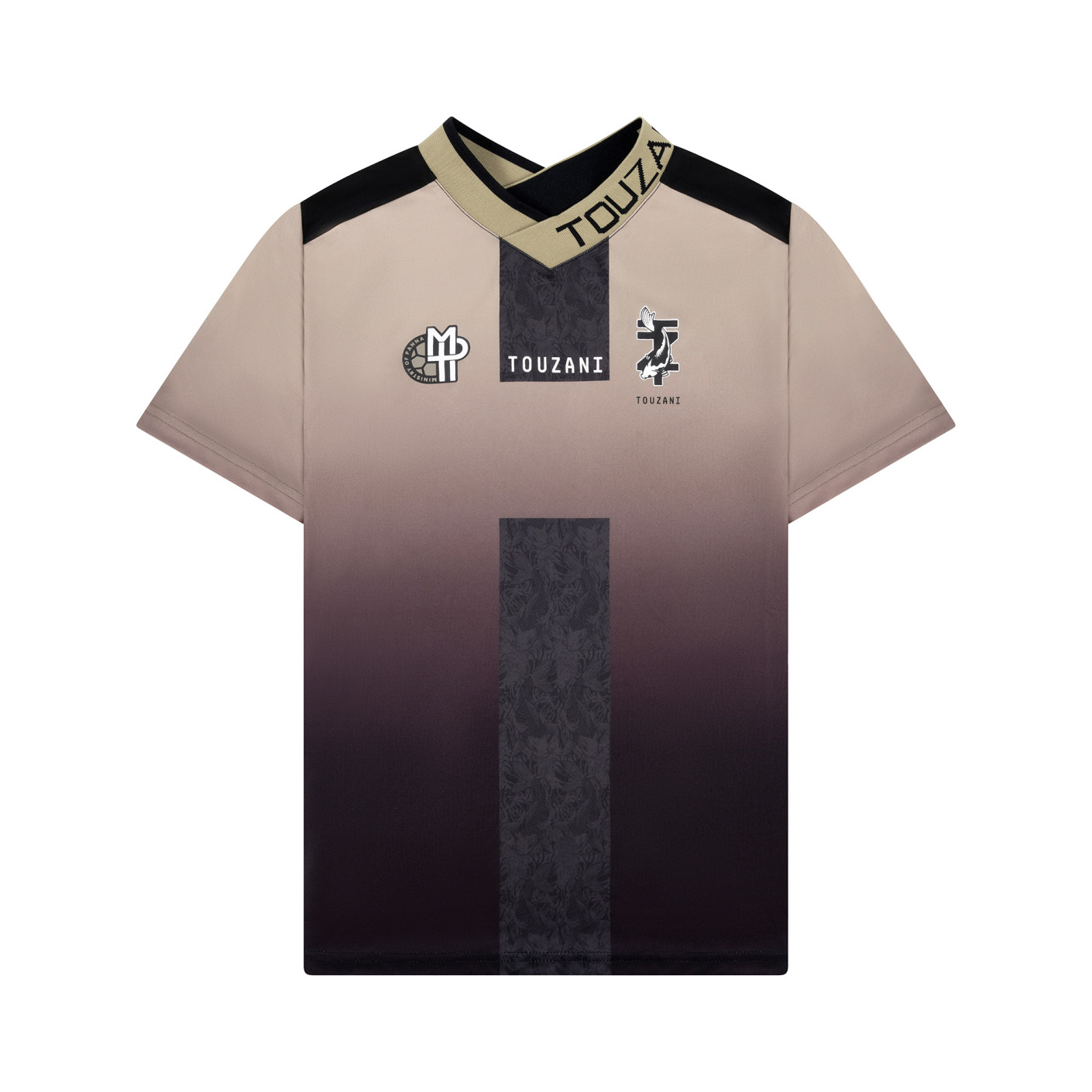 Touzani Taisho Kids Football Shirt Dark Grey Black Beige White