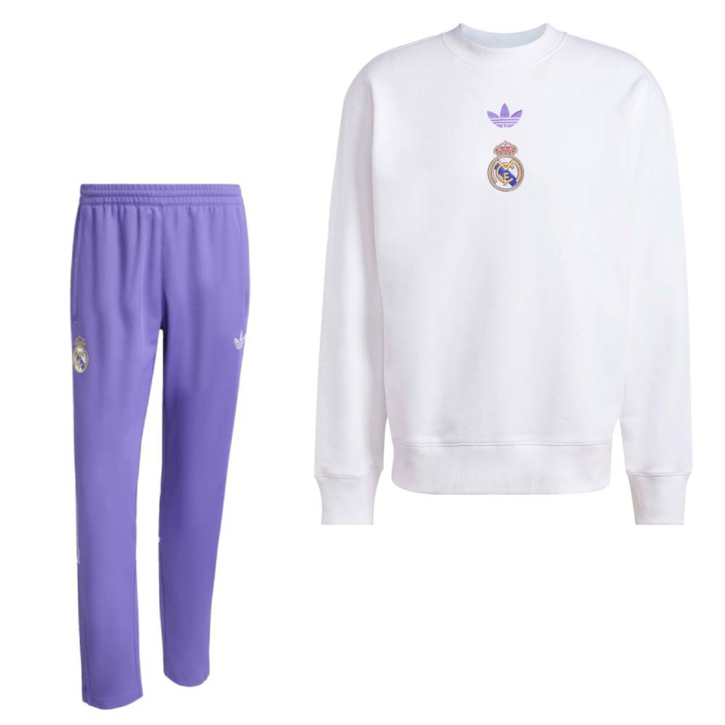 adidas Real Madrid Lifestyler Crew Trainingspak Wit Paars