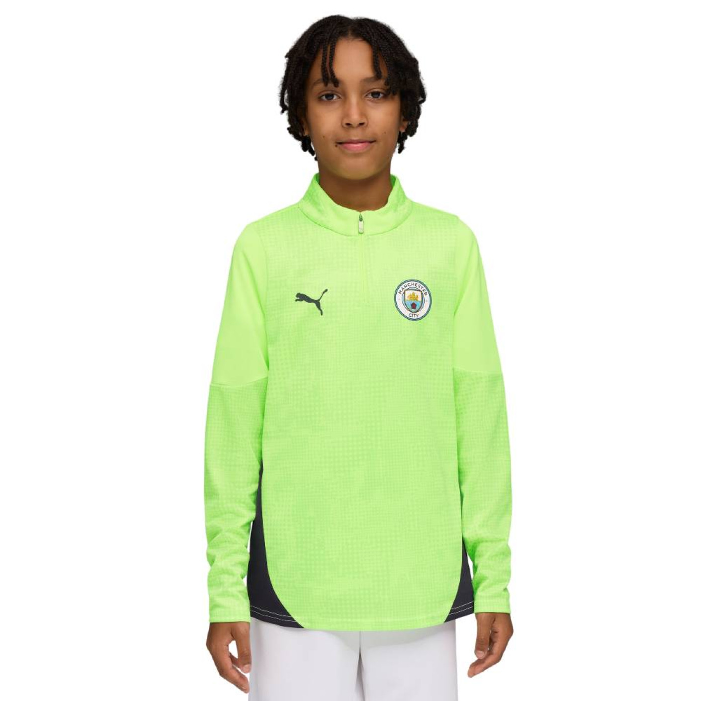 PUMA Manchester City Training sweater 1/4-Zip 2025-2026 Kids Light Green Dark Blue