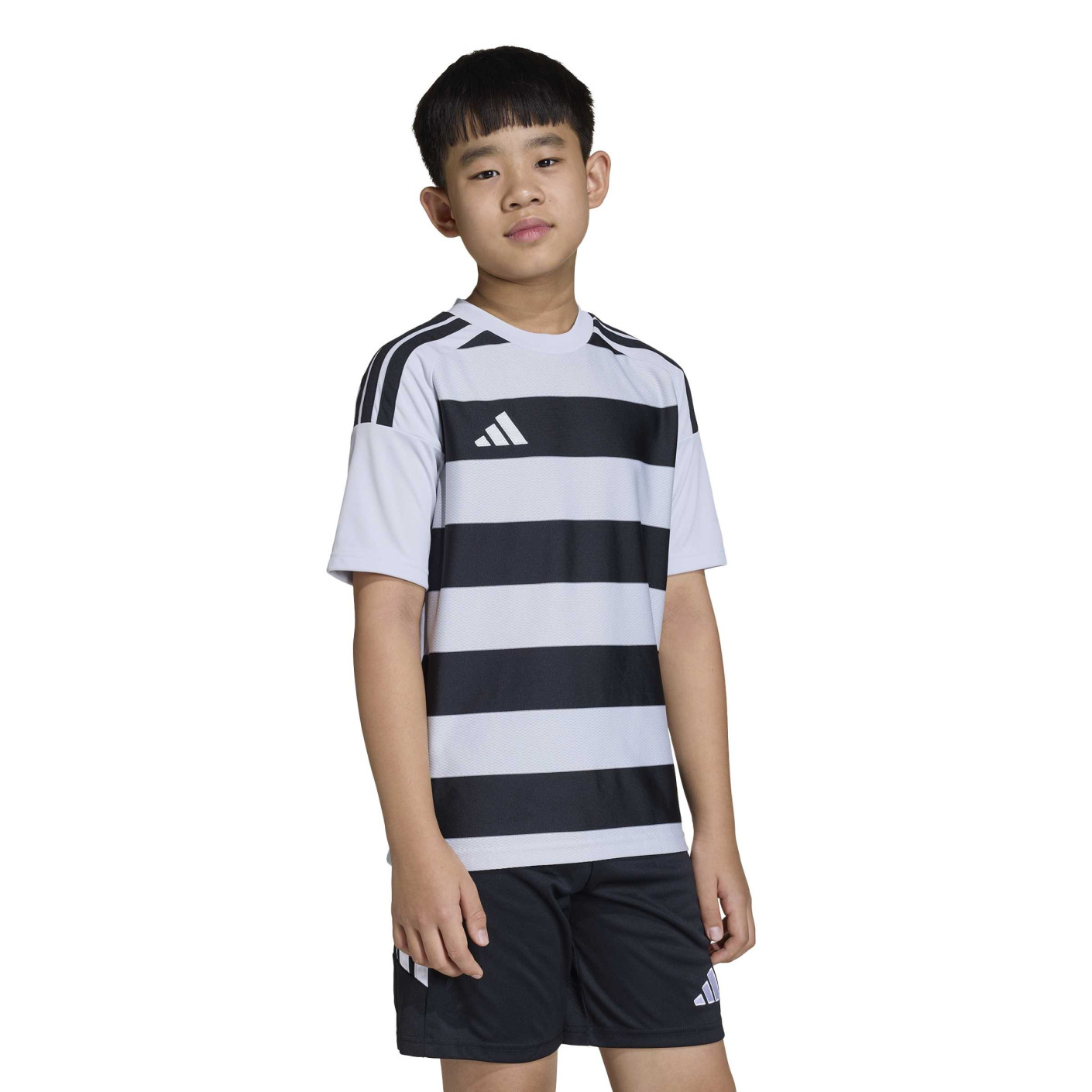 adidas Hooped 26 Kids Football Shirt Grey Black