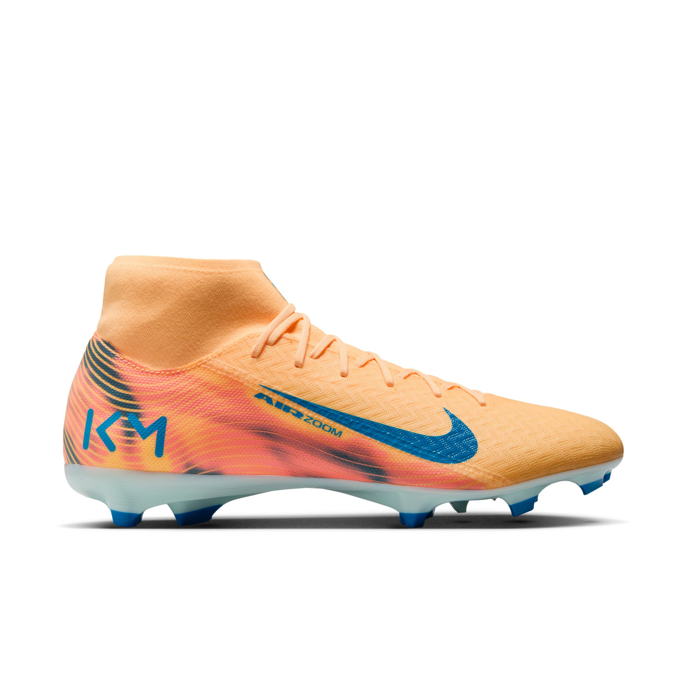 Nike Zoom Mercurial Superfly 10 Mbappé Academy Grass/Artificial Grass Football Boots (MG) Light Orange Turquoise