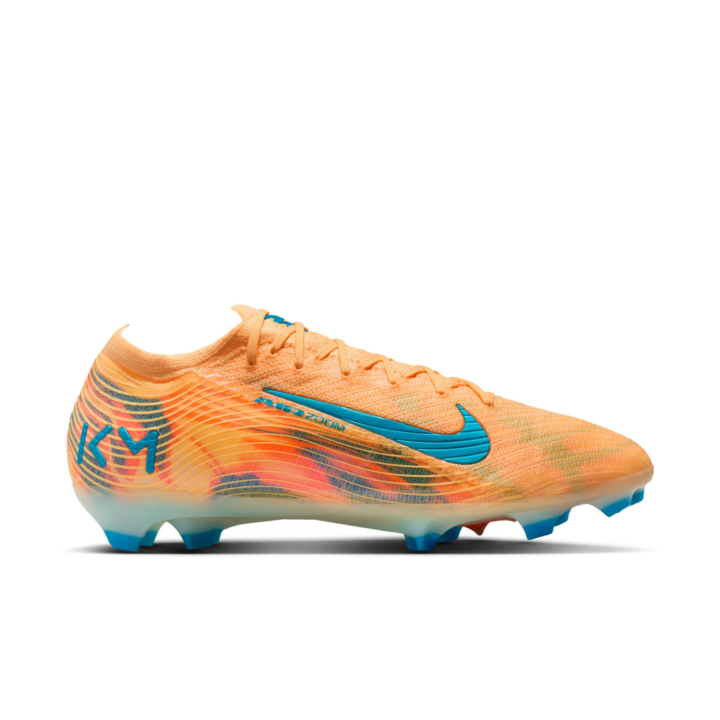 Nike Zoom Mercurial Vapor 16 Mbappé Elite Gras Football Boots (FG) Light Orange Turquoise