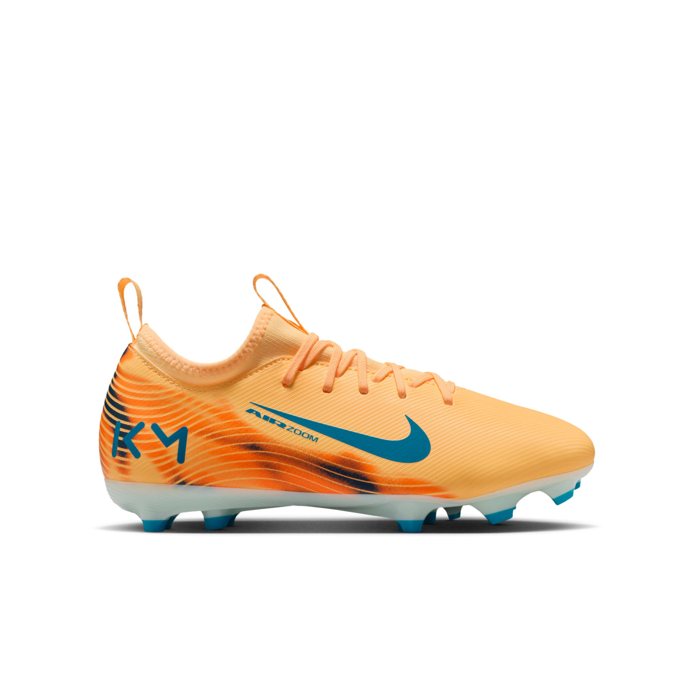 Nike Zoom Mercurial Vapor 16 Mbappé Academy Grass/Artificial Grass Football Boots (MG) Kids Light Orange Turquoise
