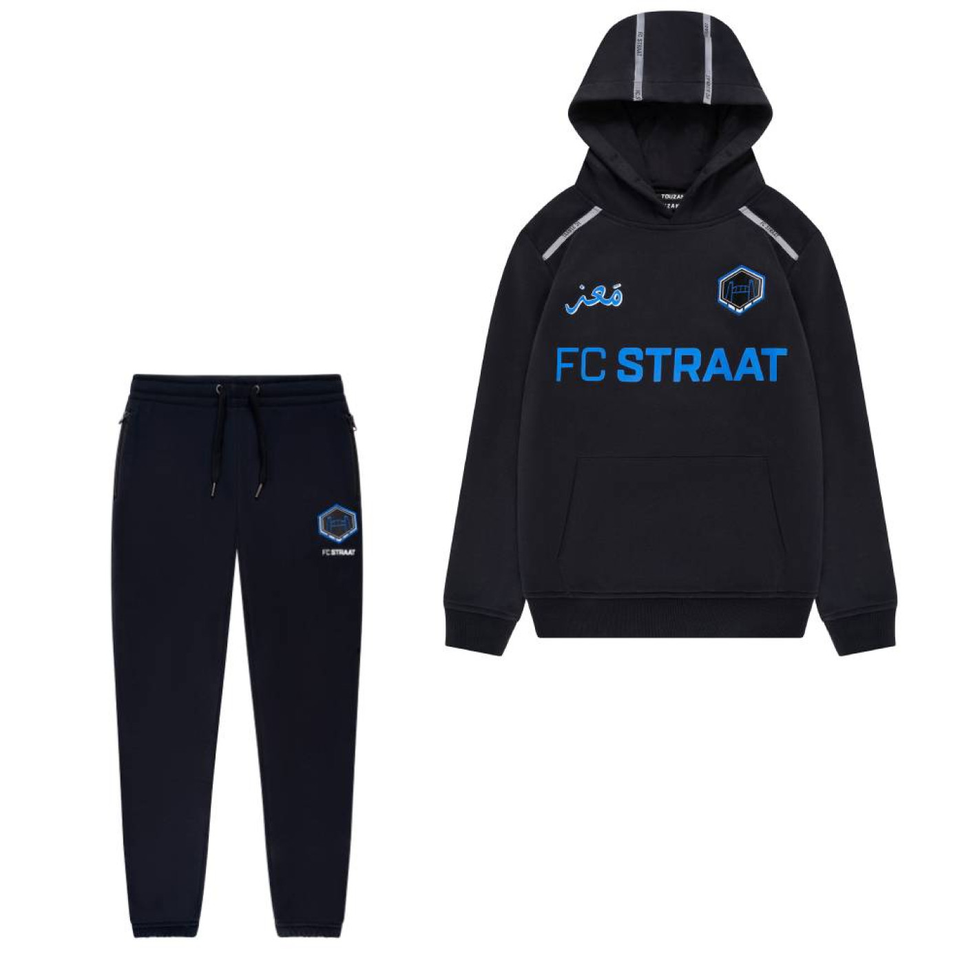 Touzani Angora Kiko Trainingspak Hooded Kids Zwart Blauw Wit
