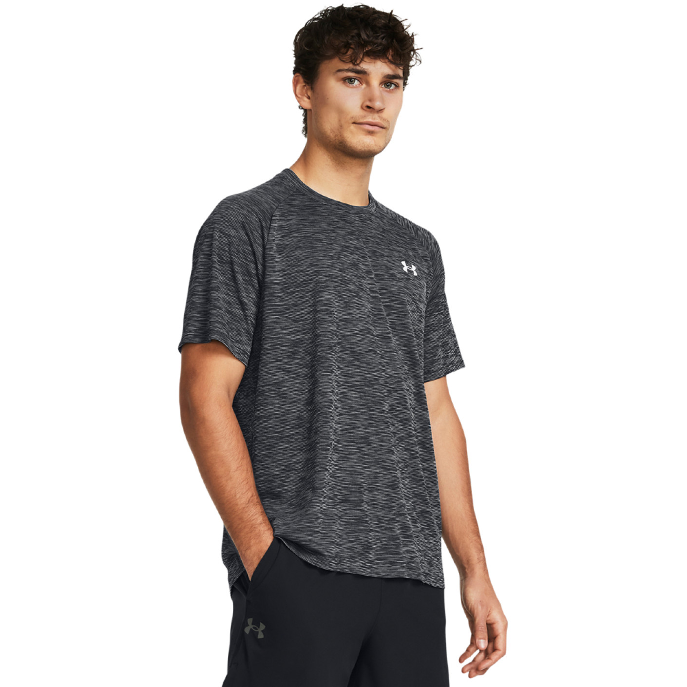 Under Armour Tech Textured Training Shirt Dark Grey Black White