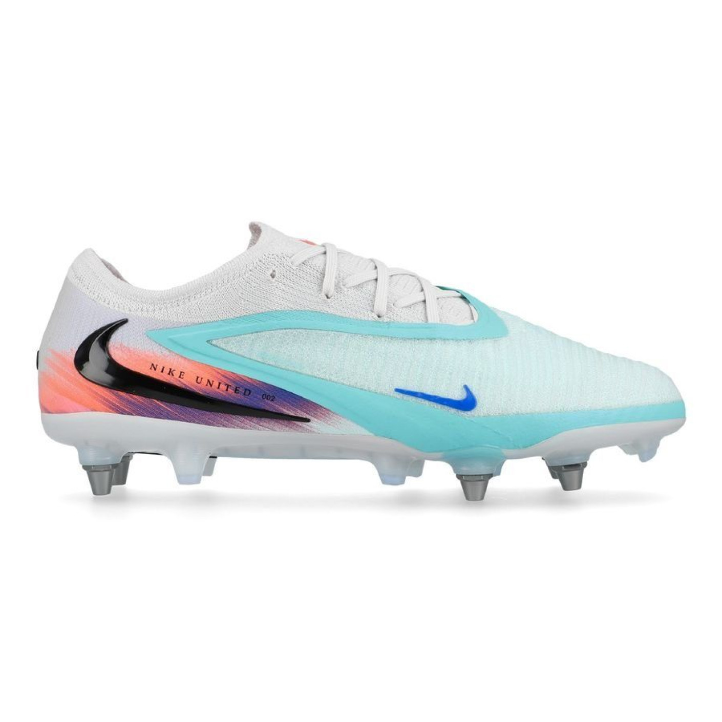 Nike Phantom 6 Low Elite Iron Stud Football Boots (SG) Pro Player Silver Turquoise Orange Blue