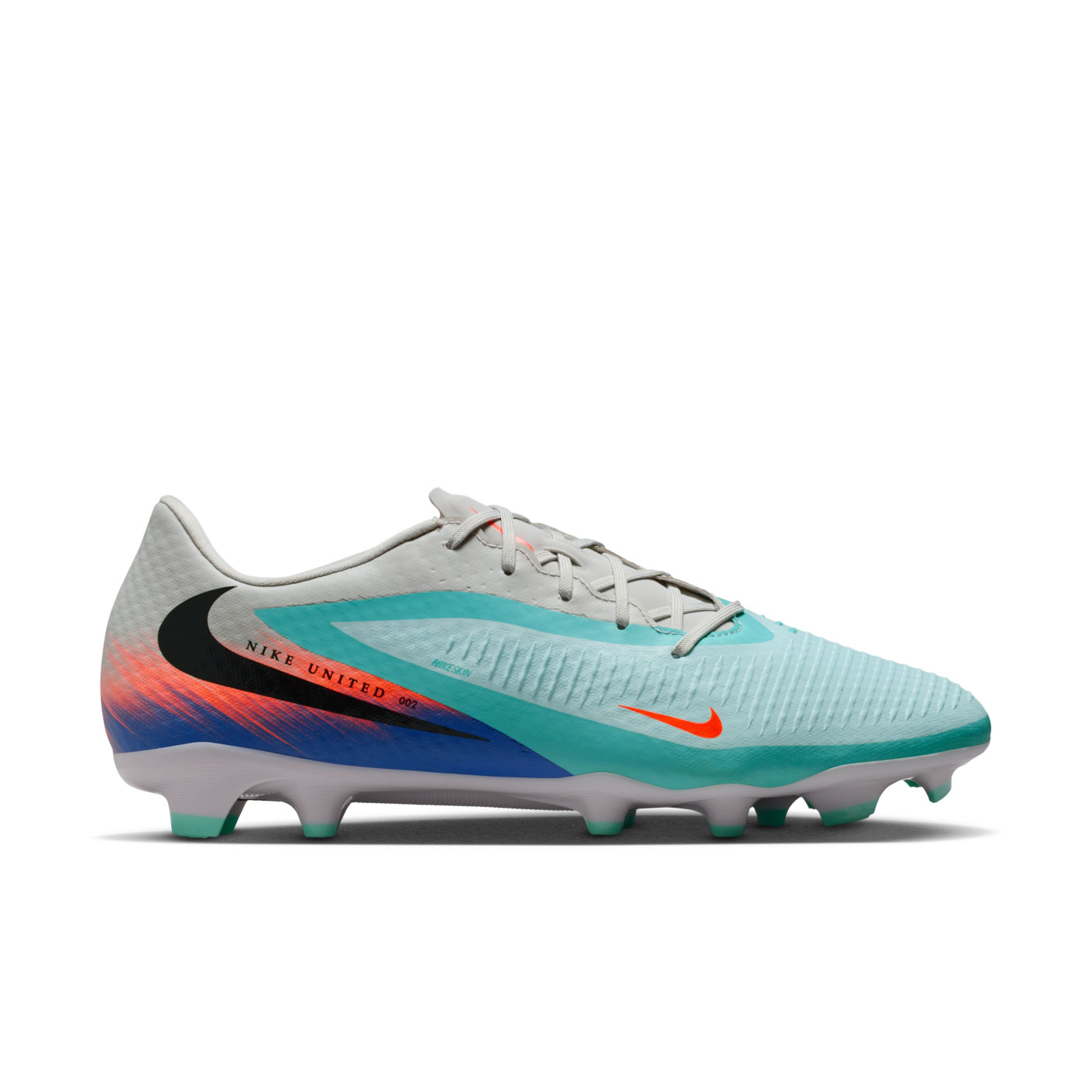 Nike Phantom 6 Low Academy Grass/Artificial Grass Football Boots (MG) Silver Turquoise Orange Blue Black