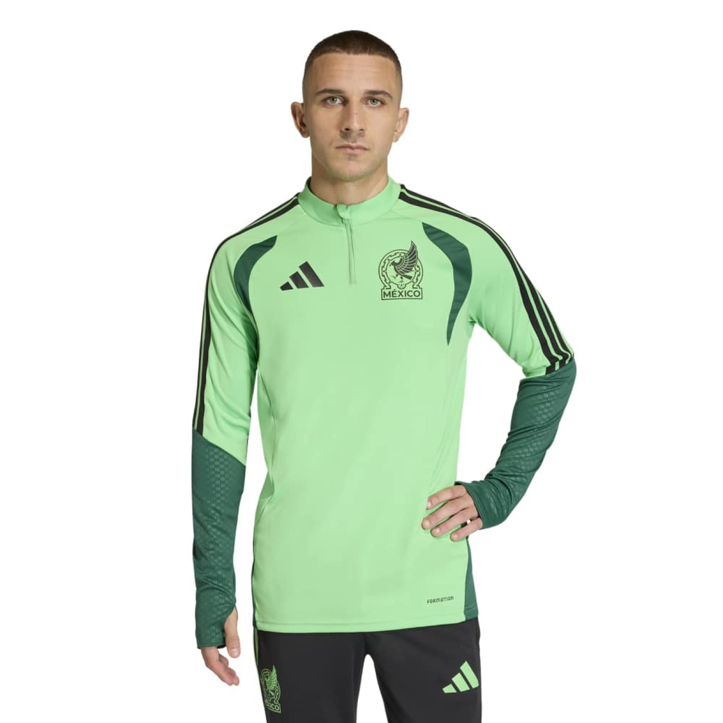 adidas Mexico Trainingstrui 1/4-Zip 2026-2028 Lichtgroen Groen Zwart