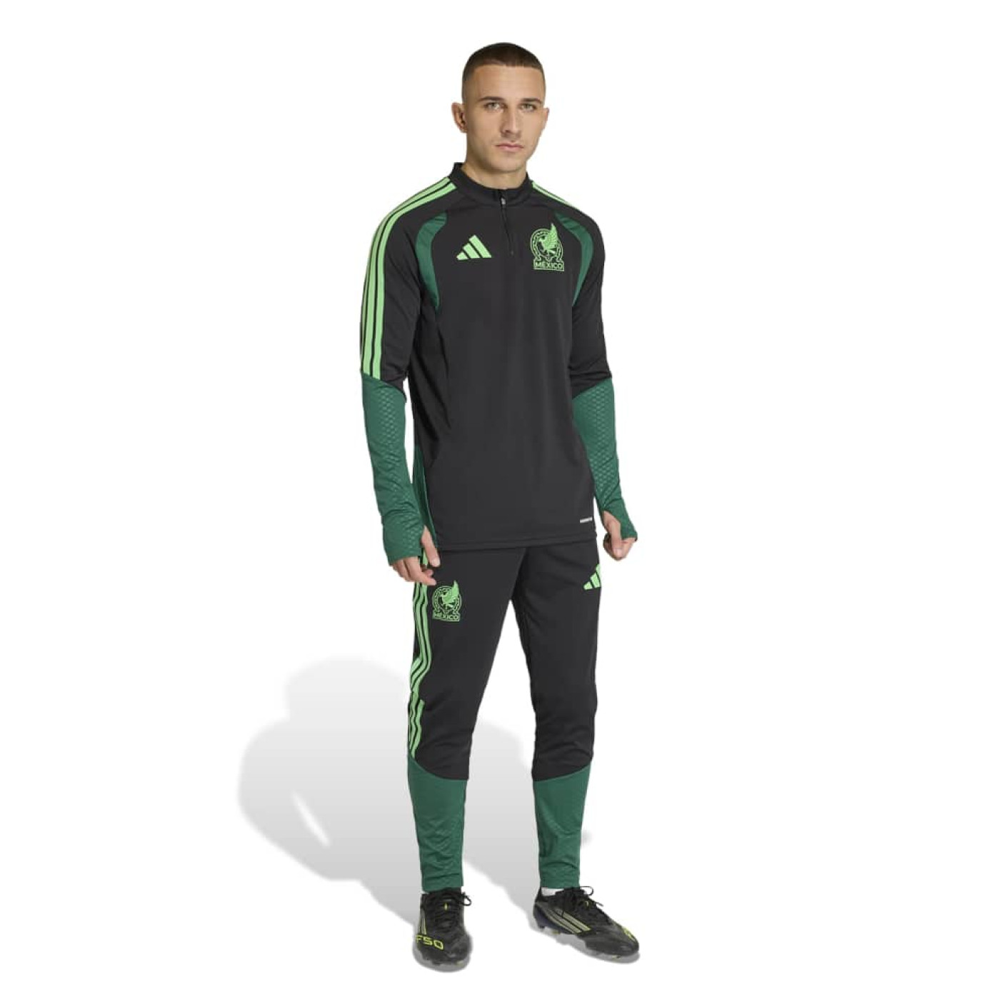 adidas Mexico Tracksuit 1/4-Zip 2026-2028 Black Light Green Green
