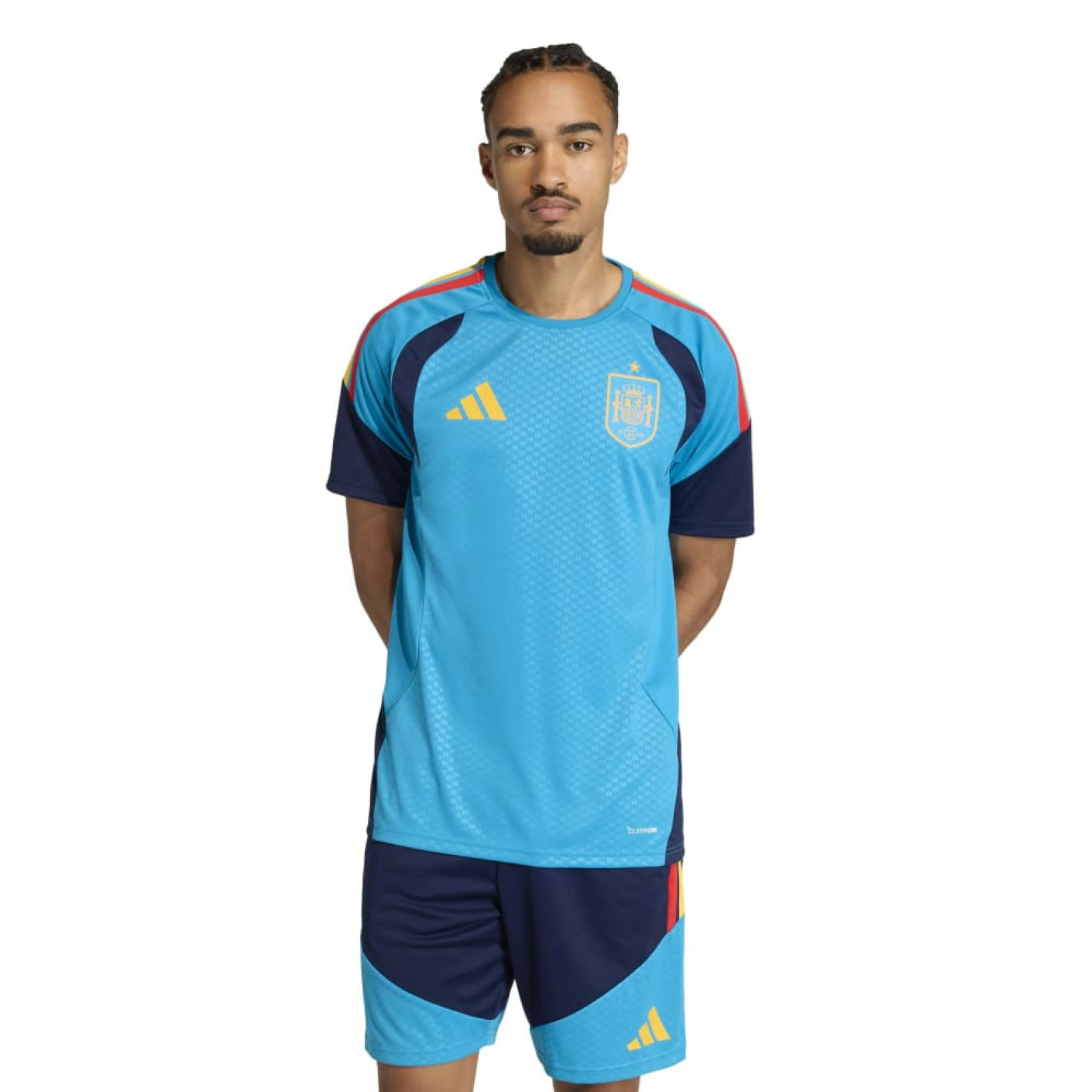 adidas Spanje Trainingsshirt 2026-2028 Lichtblauw Donkerblauw Geel