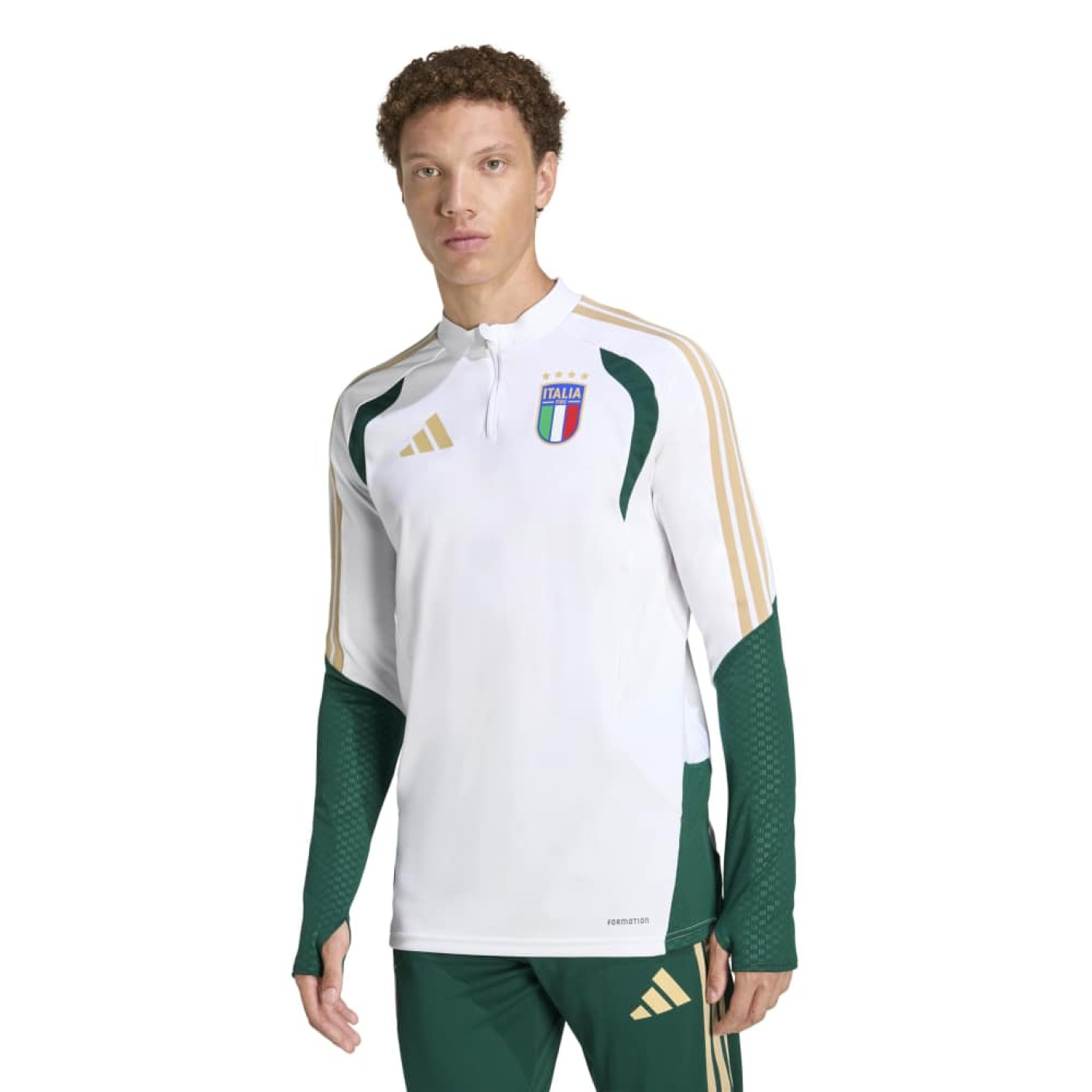 adidas Italy Training sweater 1/4-Zip 2026-2028 White Green Gold