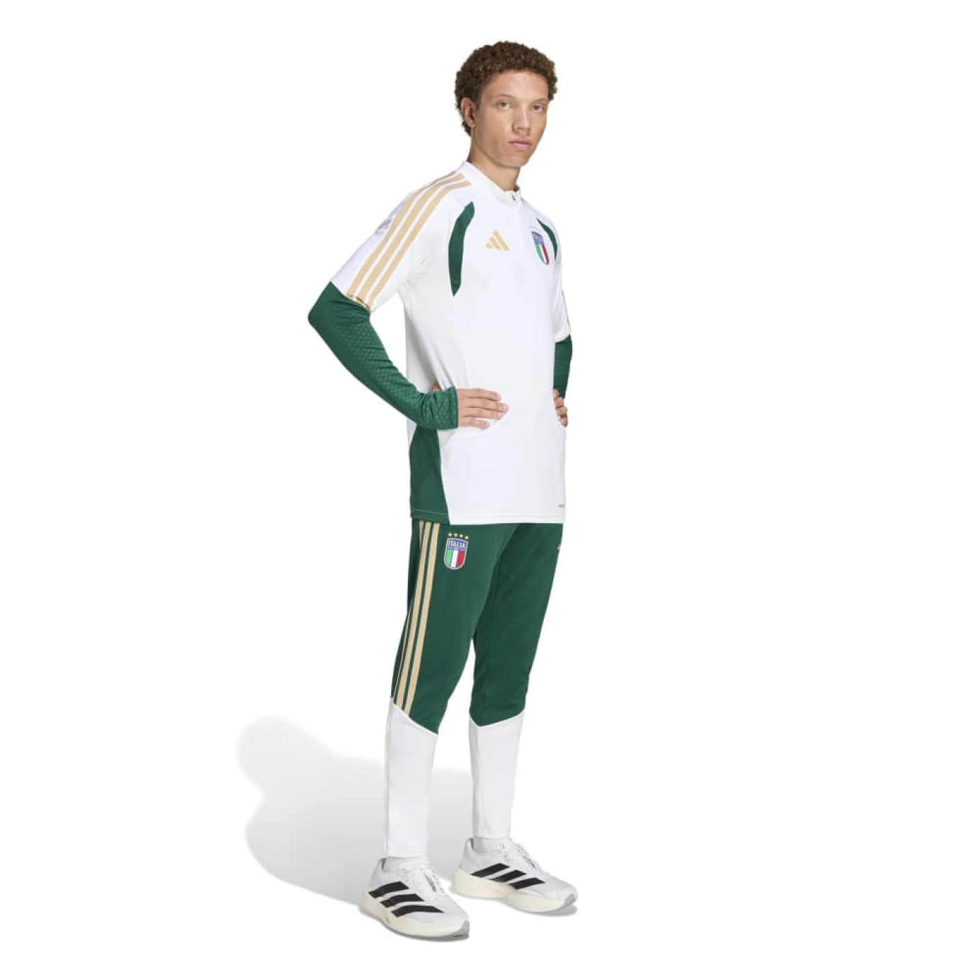 adidas Italië Trainingspak 1/4-Zip 2026-2028 Wit Groen Goud