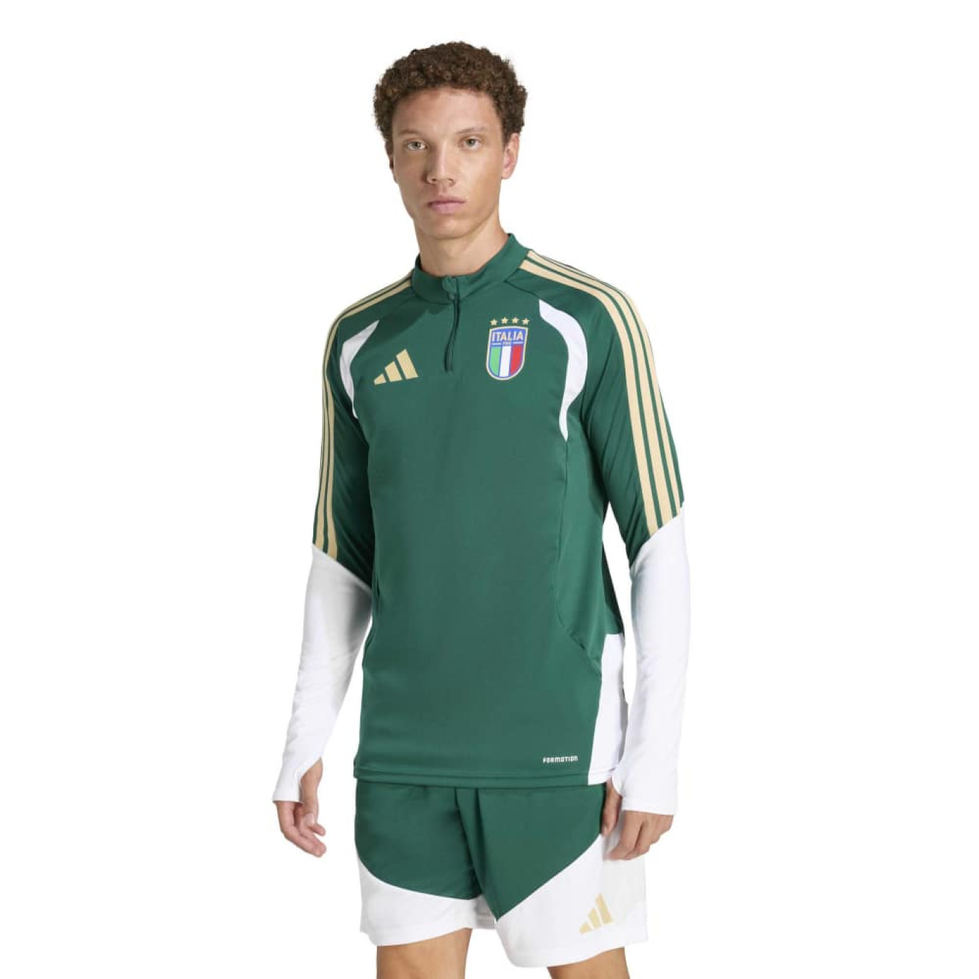 adidas Italië Trainingstrui 1/4-Zip 2026-2028 Groen Wit Goud