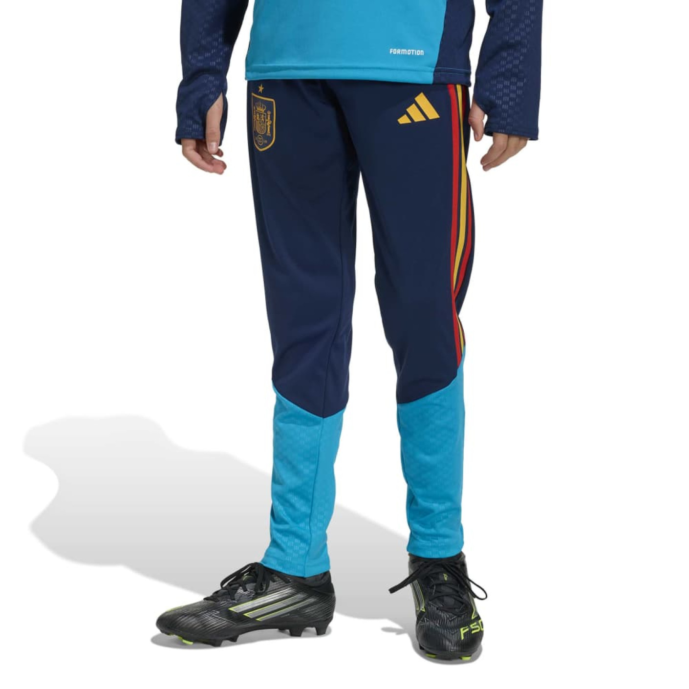 adidas Spanje Trainingsbroek 2026-2028 Kids Donkerblauw Lichtblauw Geel