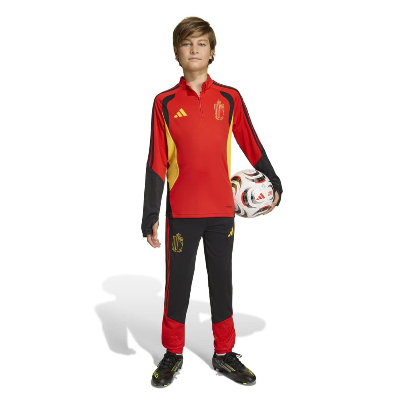 adidas België Trainingspak 1/4-Zip 2026-2028 Kids Rood Zwart Geel