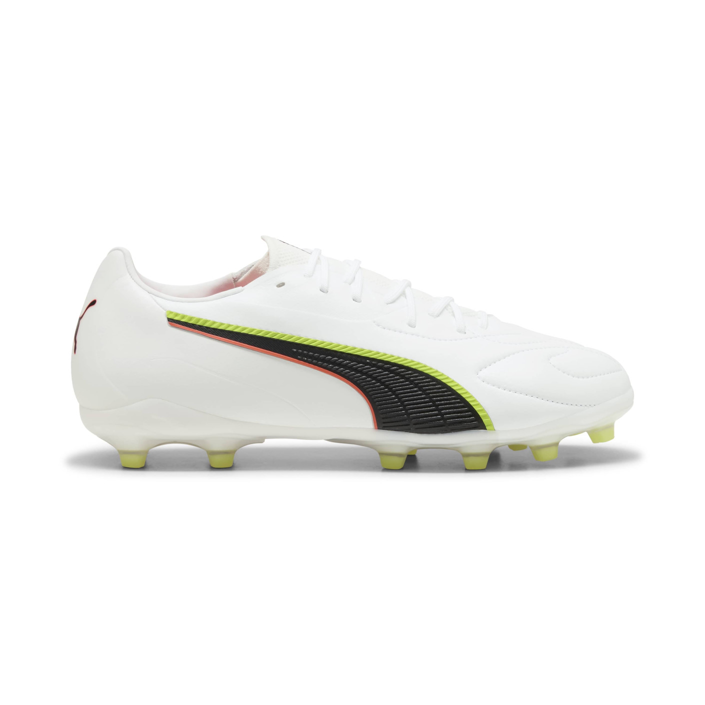 PUMA King 20 Pro Gras / Kunstgras Voetbalschoenen (MG) Wit Felrood Neongeel