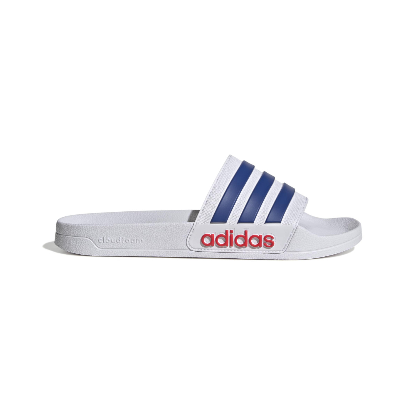 adidas Adilette Shower Slides White Dark Blue Red