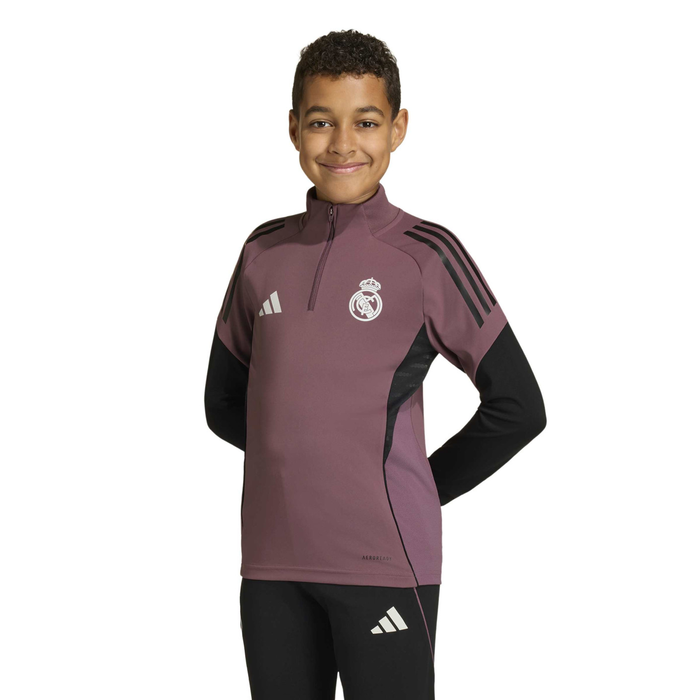 adidas Real Madrid Trainingstrui 1/4-Zip 2025-2026 Kids Paars Zwart Wit