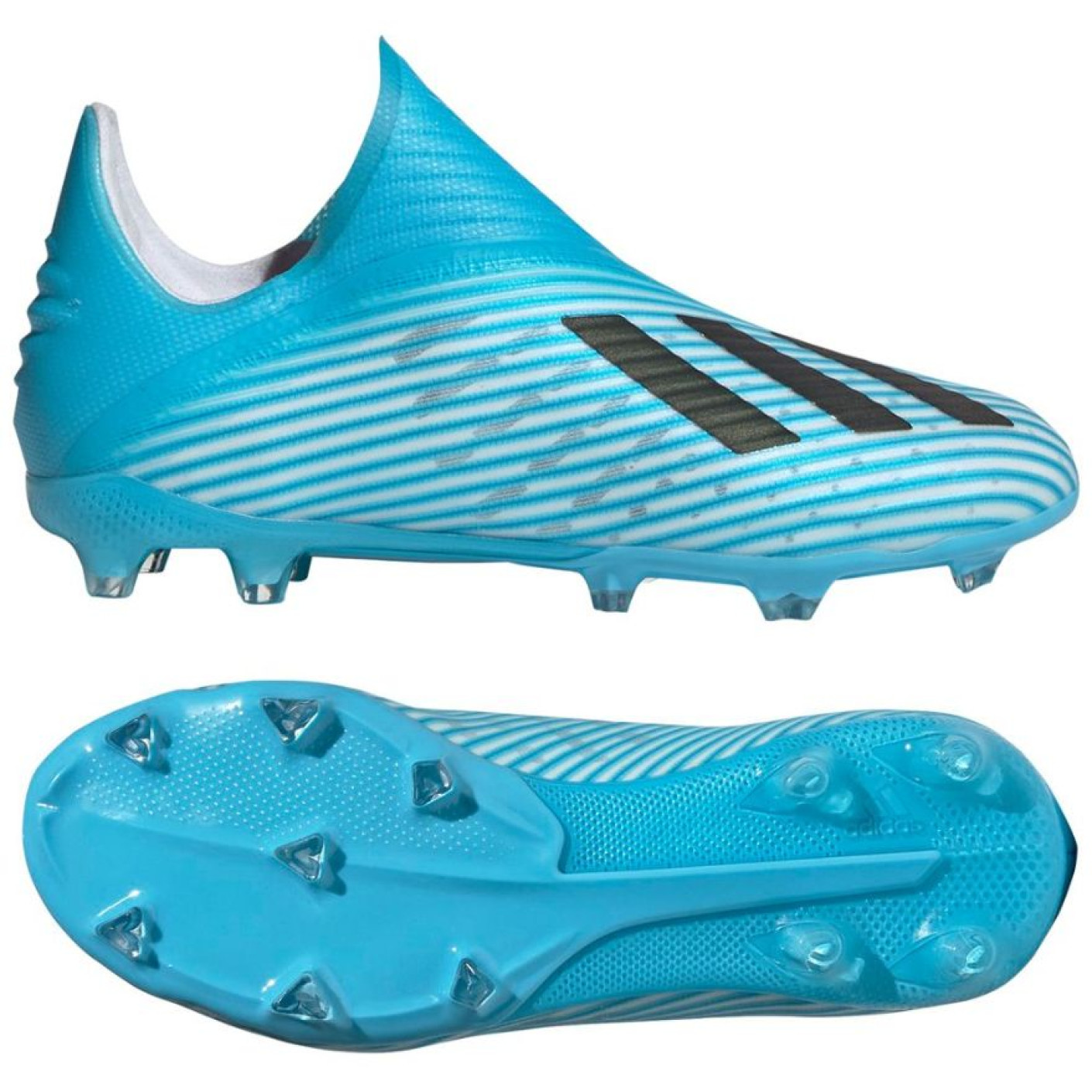 adidas X 19+ Gras Voetbalschoenen (FG) Kids Lichtblauw Wit Zwart