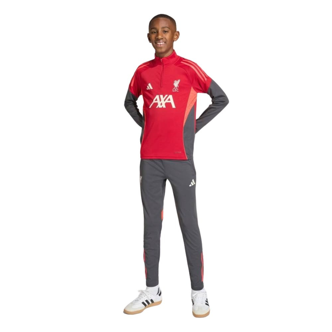 adidas Liverpool Trainingspak 1/4-Zip 2025-2026 Kids Rood Grijs Zilver