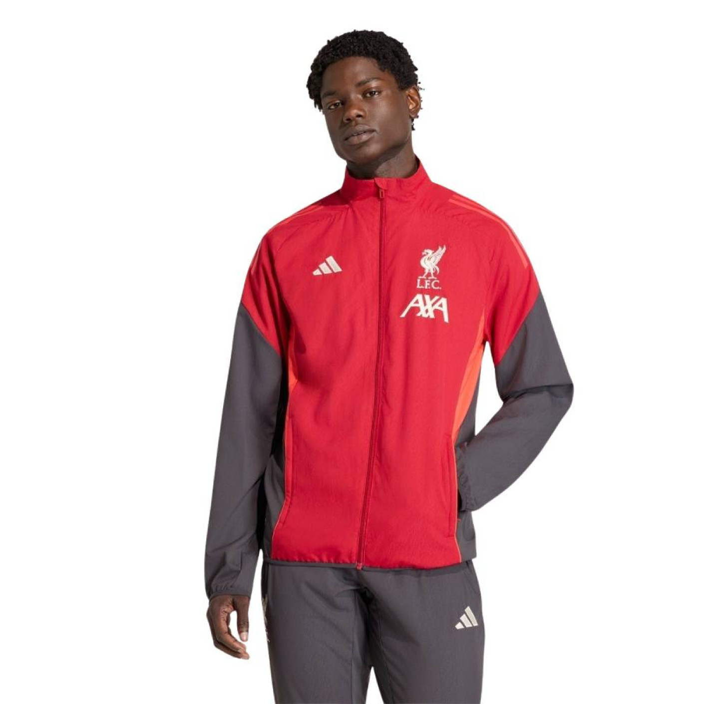 adidas Liverpool Presentatie Trainingsjack 2025-2026 Rood Grijs Zilver