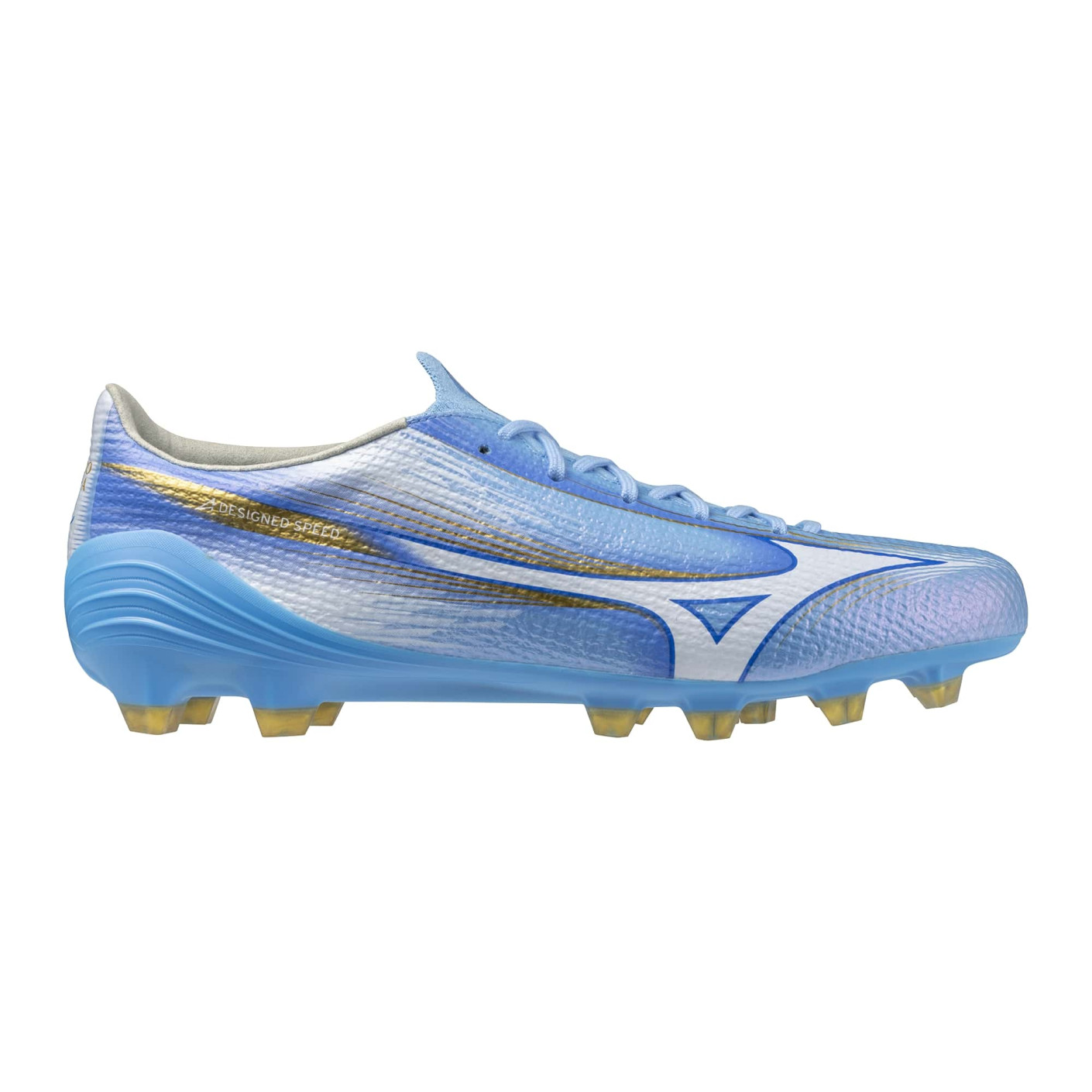 Mizuno Alpha III Japan Gras Voetbalschoenen (FG) Blauw Wit Goud