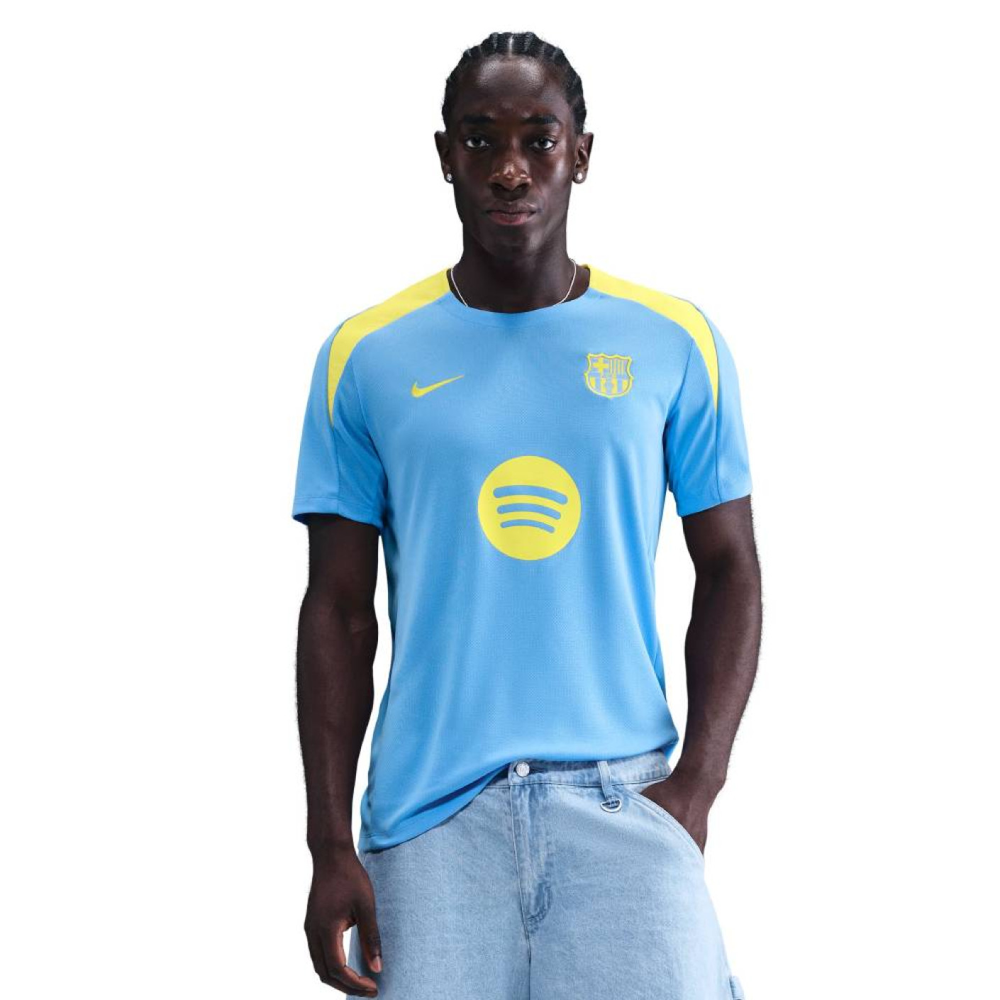 Nike FC Barcelona Strike Trainingsshirt 2025-2026 Lichtblauw Felgeel