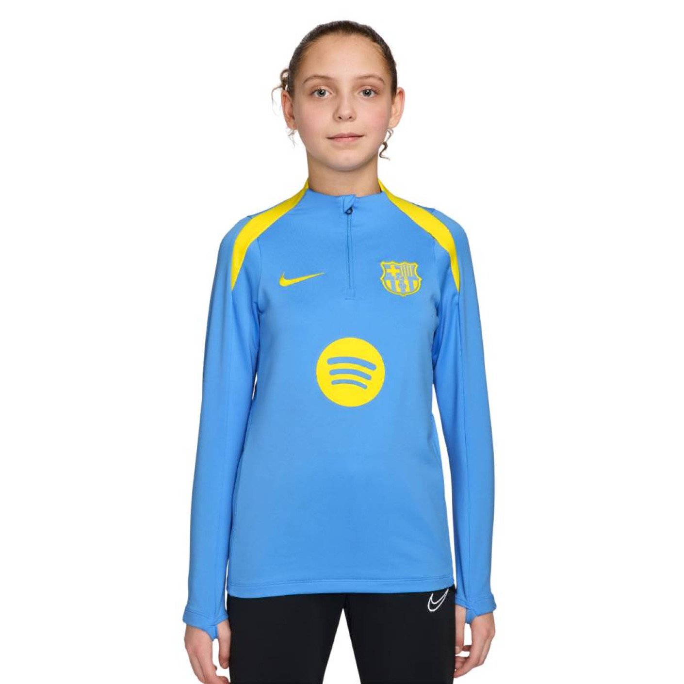 Nike FC Barcelona Strike Training sweater 1/4-Zip 2025-2026 Kids Light Blue Bright Yellow